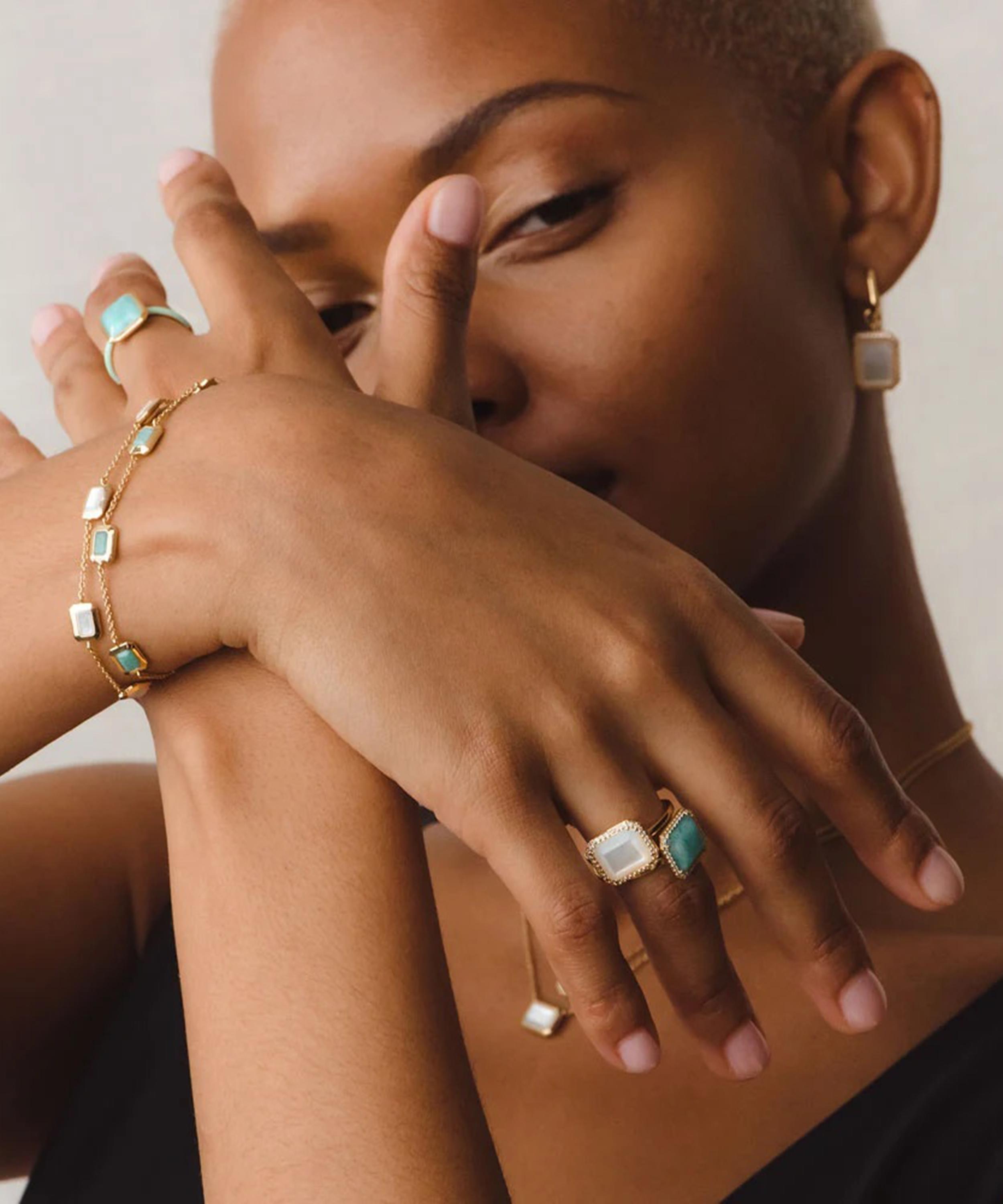 Astley Clarke - 18ct Gold-Plated Vermeil Silver Ottima Amazonite Tennis Bracelet image number 1