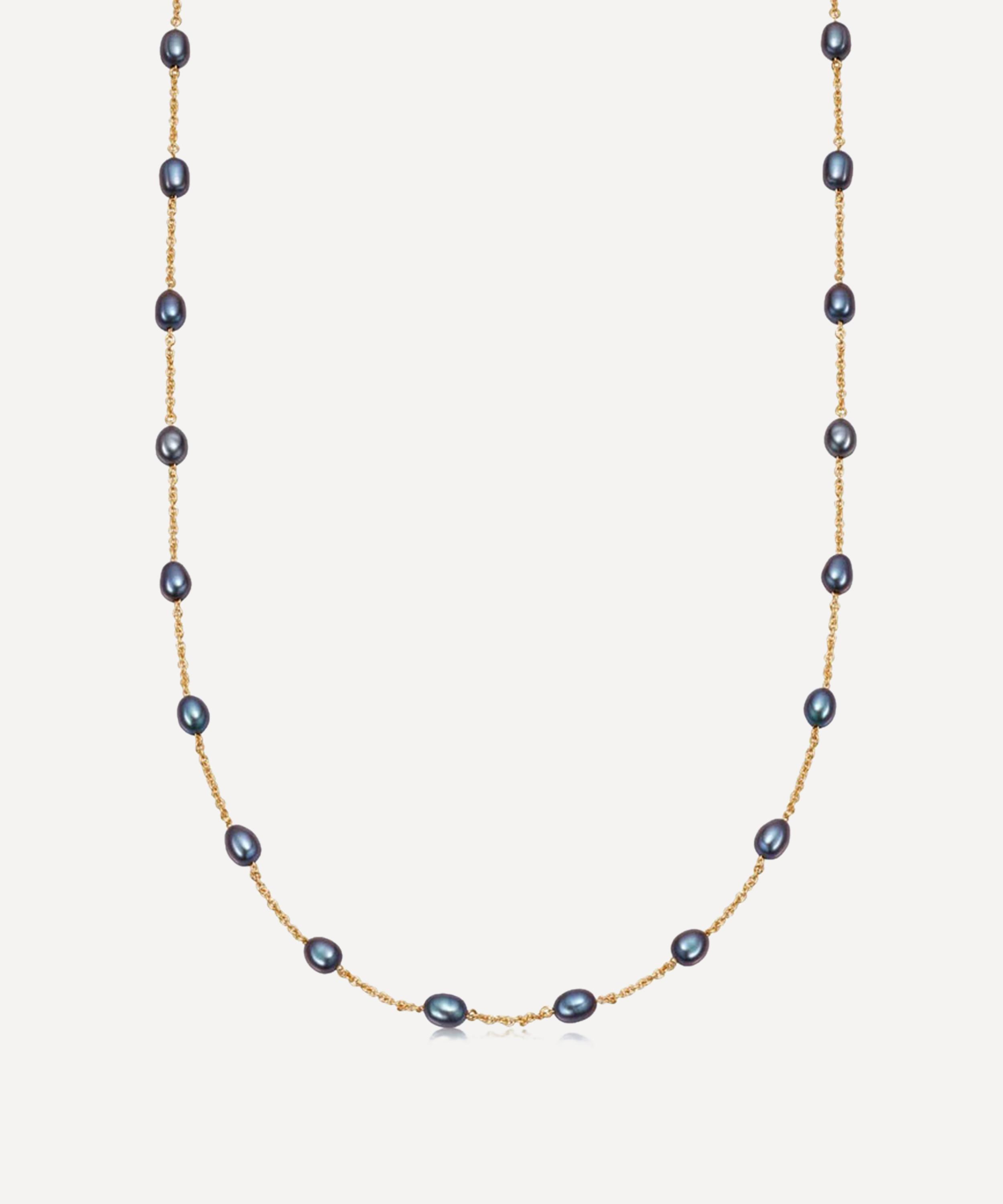 Astley Clarke - 18ct Gold-Plated Vermeil Silver Peacock Pearl Biography Chain Necklace image number 0