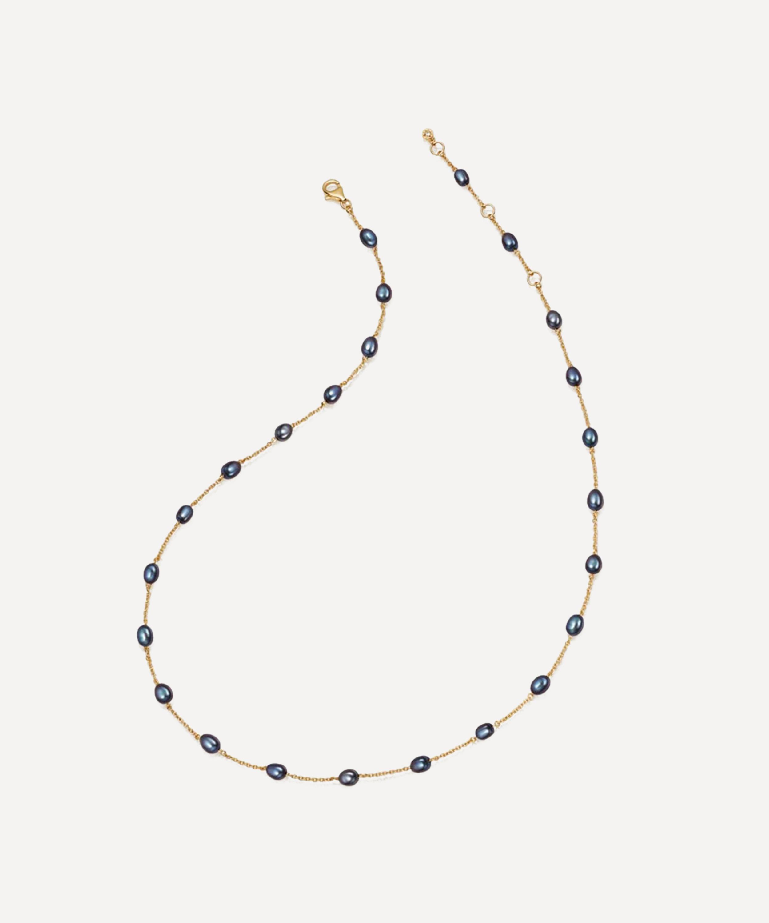 Astley Clarke - 18ct Gold-Plated Vermeil Silver Peacock Pearl Biography Chain Necklace image number 2