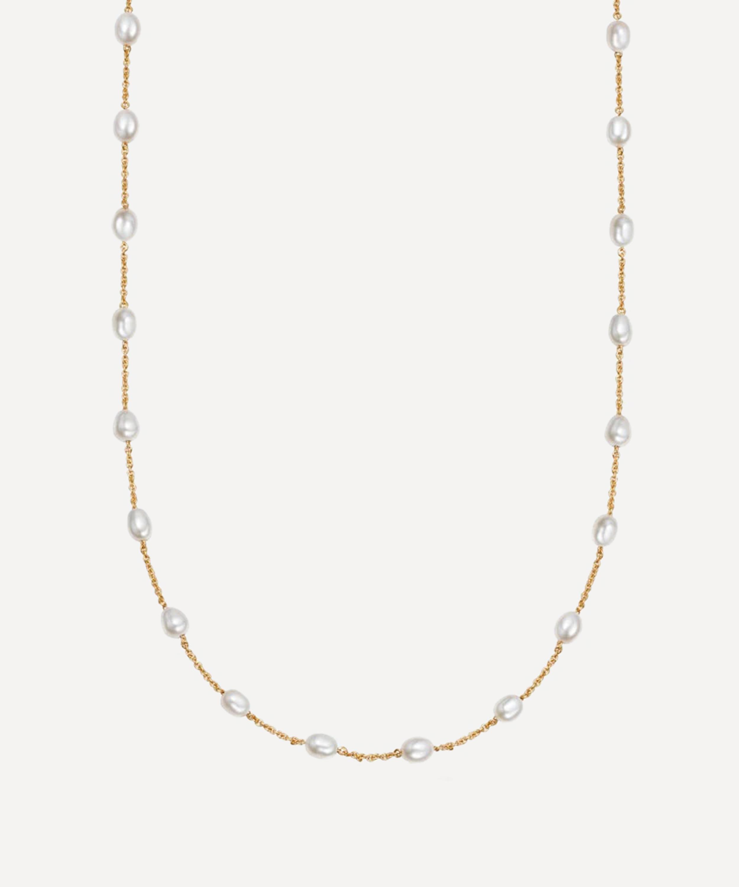 Astley Clarke - 18ct Gold-Plated Vermeil Silver Pearl Biography Chain Necklace image number 0