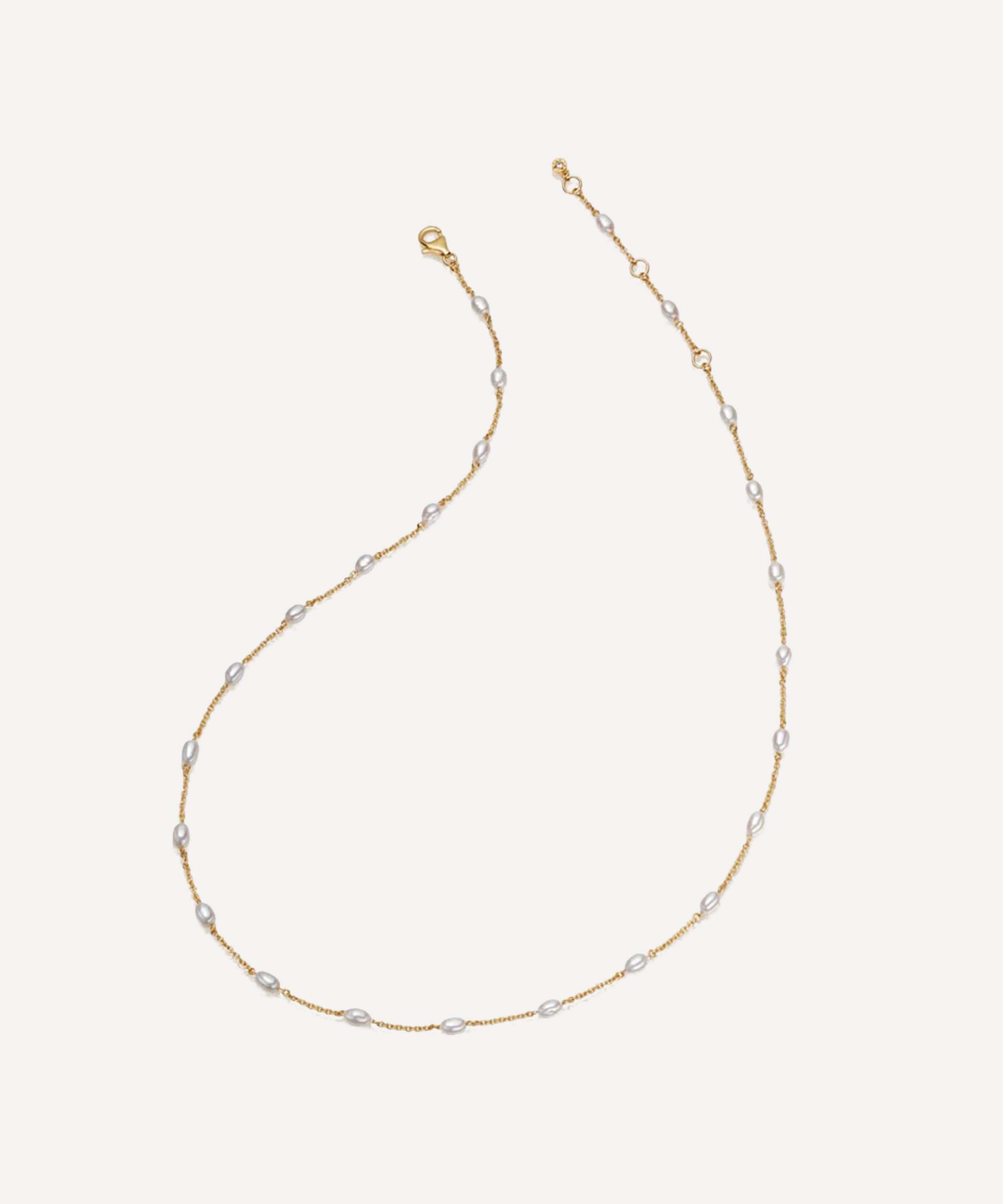 Astley Clarke - 18ct Gold-Plated Vermeil Silver Pearl Biography Chain Necklace image number 2