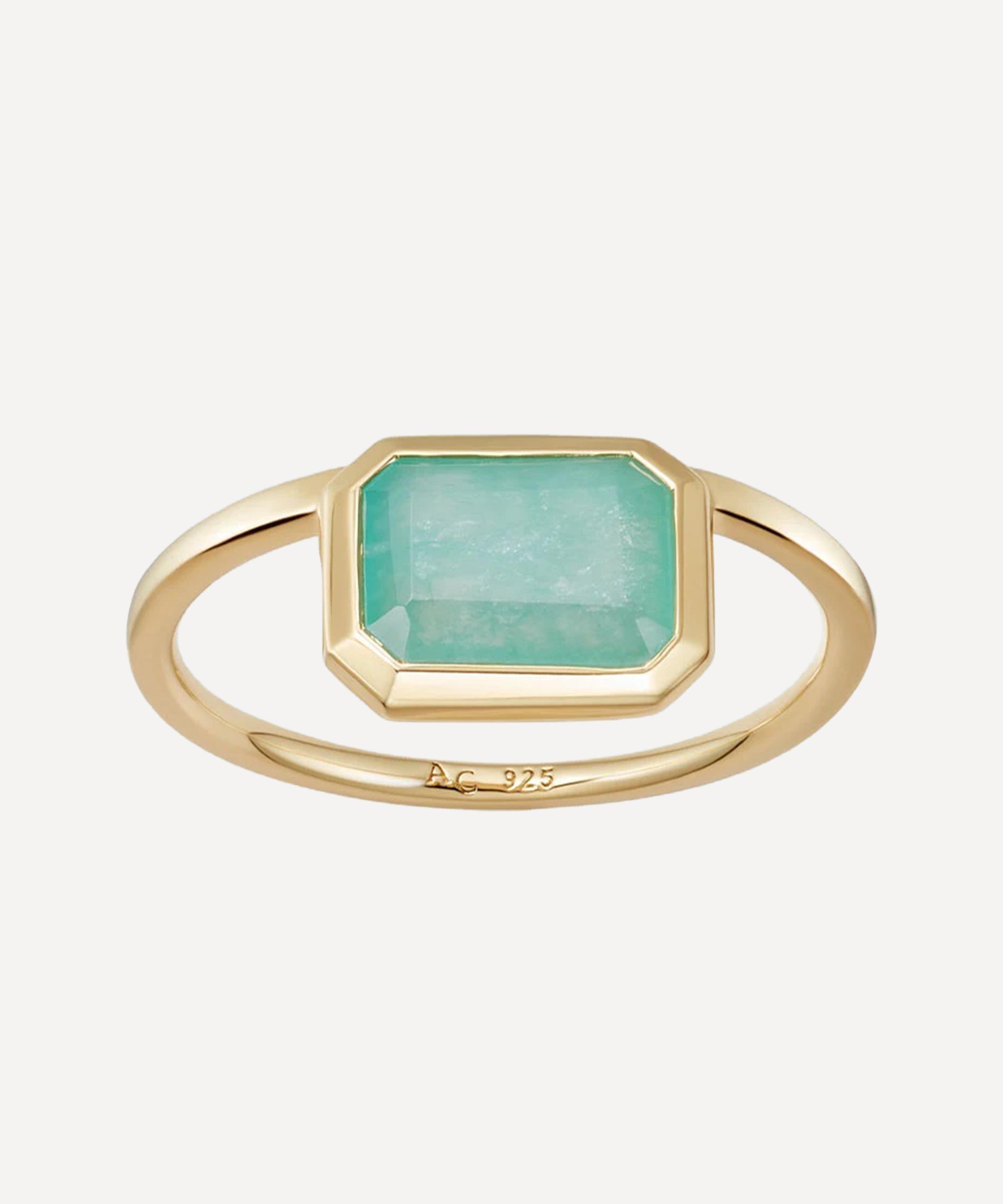 Astley Clarke - 18ct Gold-Plated Vermeil Silver Ottima Amazonite Ring image number 2