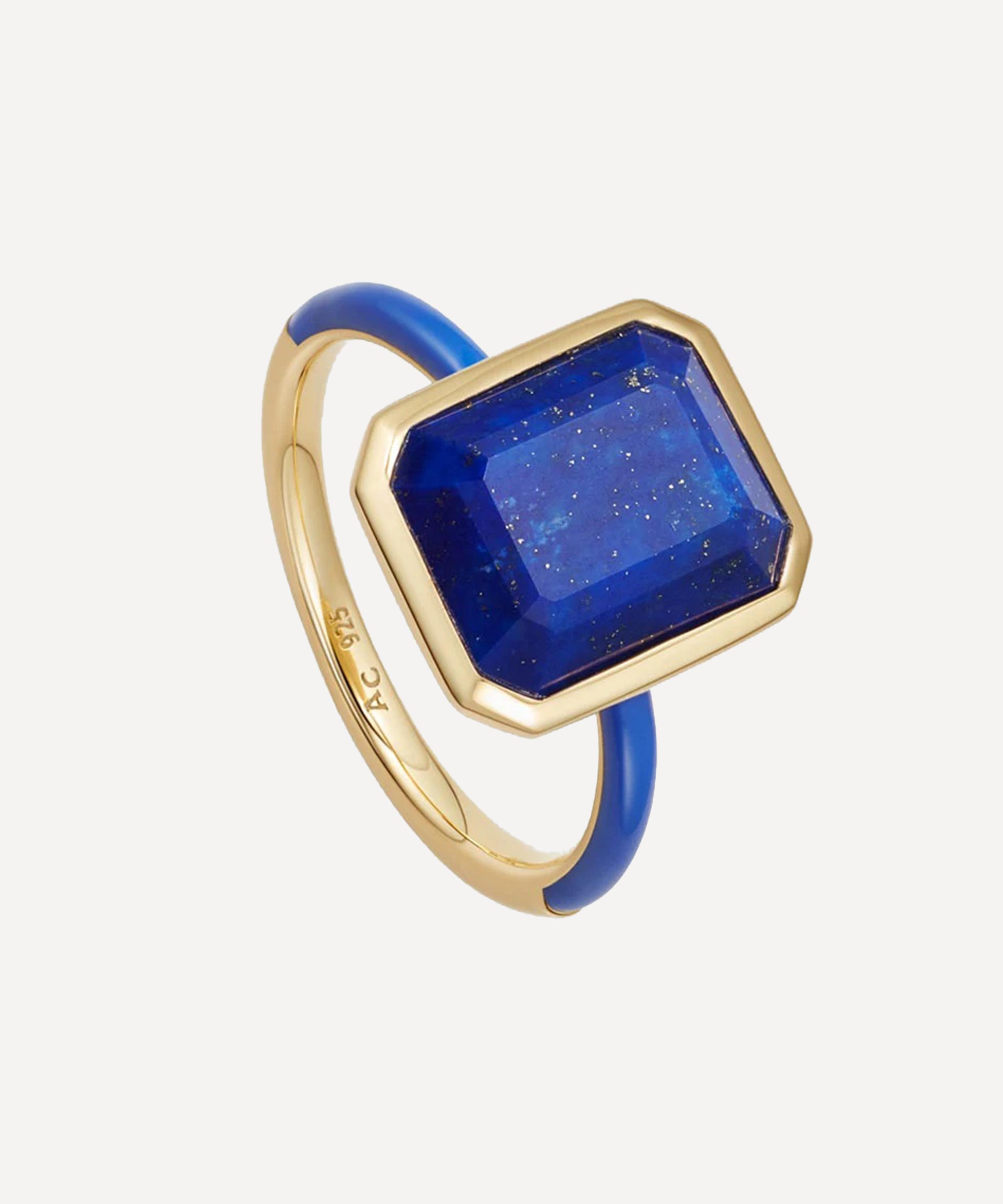 Astley Clarke - 18ct Gold-Plated Vermeil Silver Ottima Lapis Slice Enamel Ring image number 0