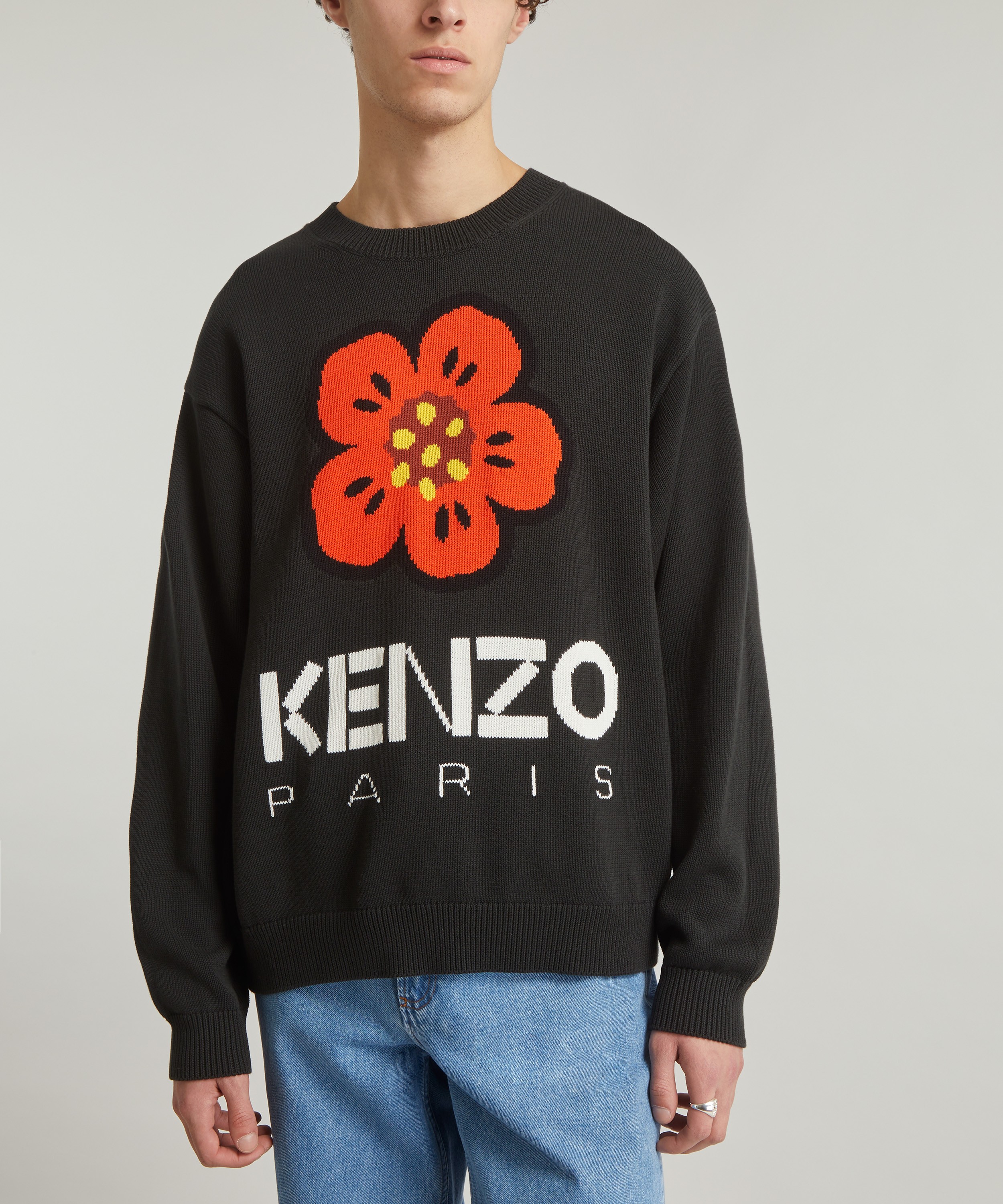 Kenzo Tiger Intarsia Sweater In Grey