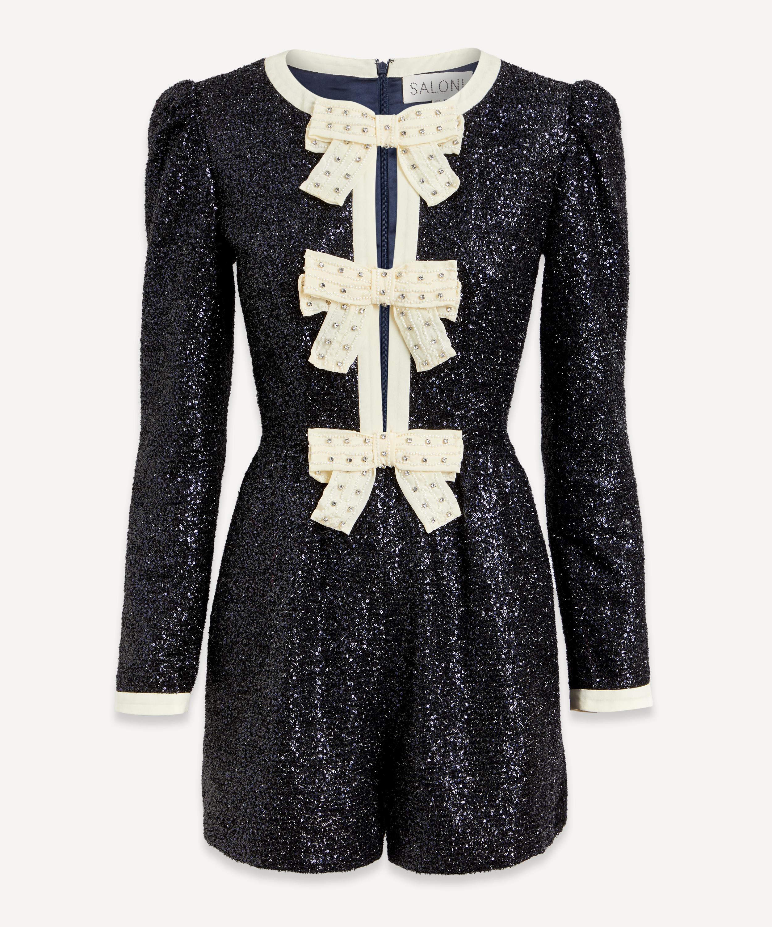 Saloni - Camille Bows B Tinsel Sequin Playsuit image number 0