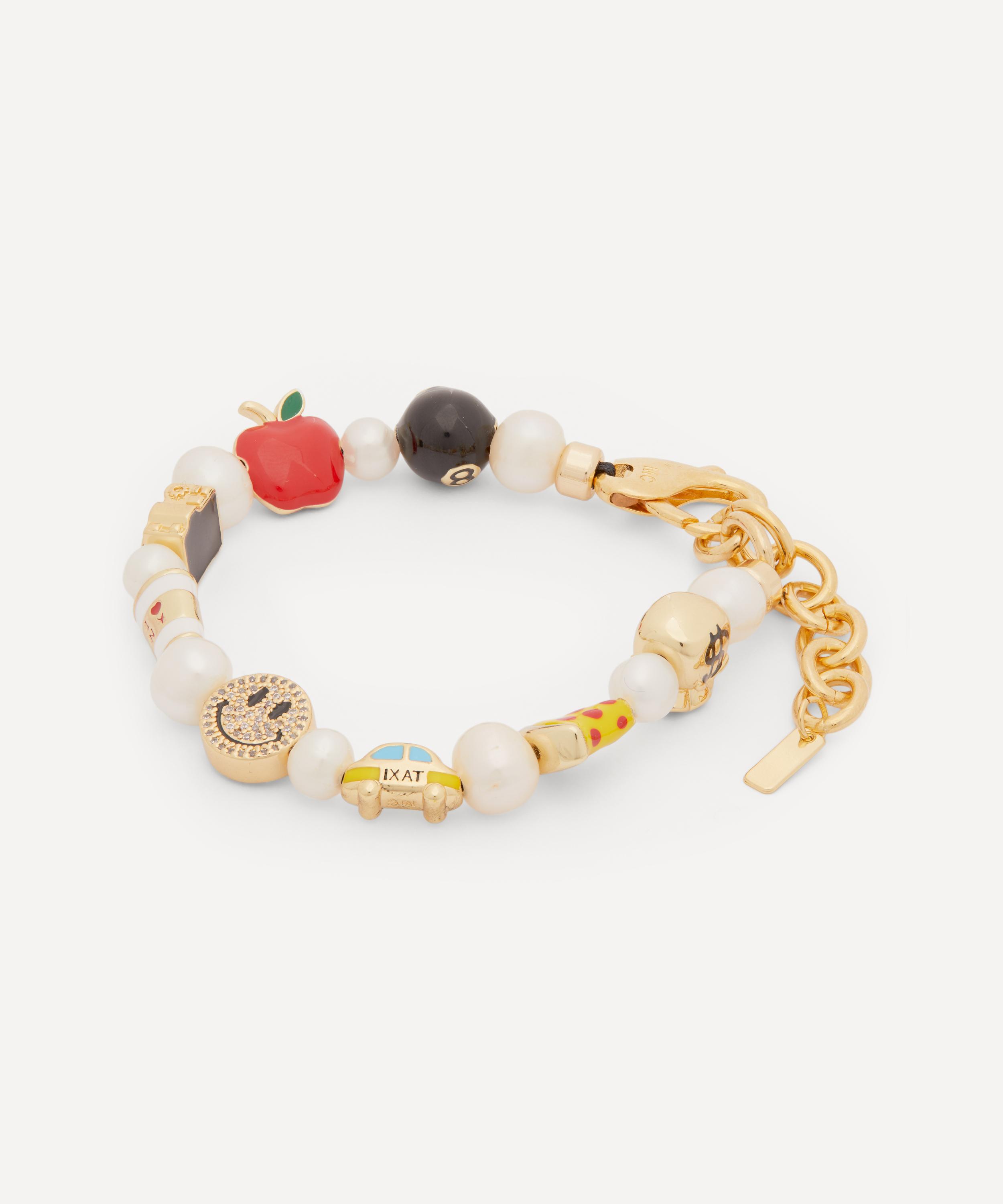 Martha Calvo - 14ct Gold-Plated I Love New York Pearl and Bead Bracelet image number 1