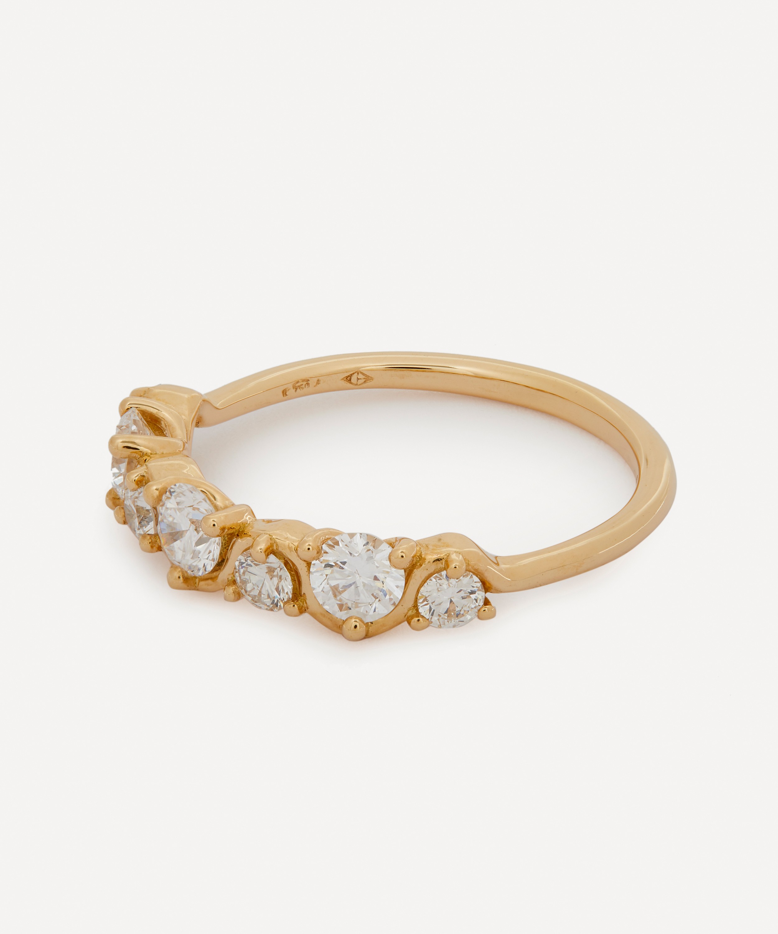 Artemer - 18ct Gold 7 Diamond Wave Band Ring image number 2