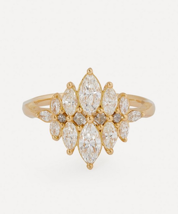 Artemer - 18ct Gold Marquise Diamond Cluster Engagement Ring image number null
