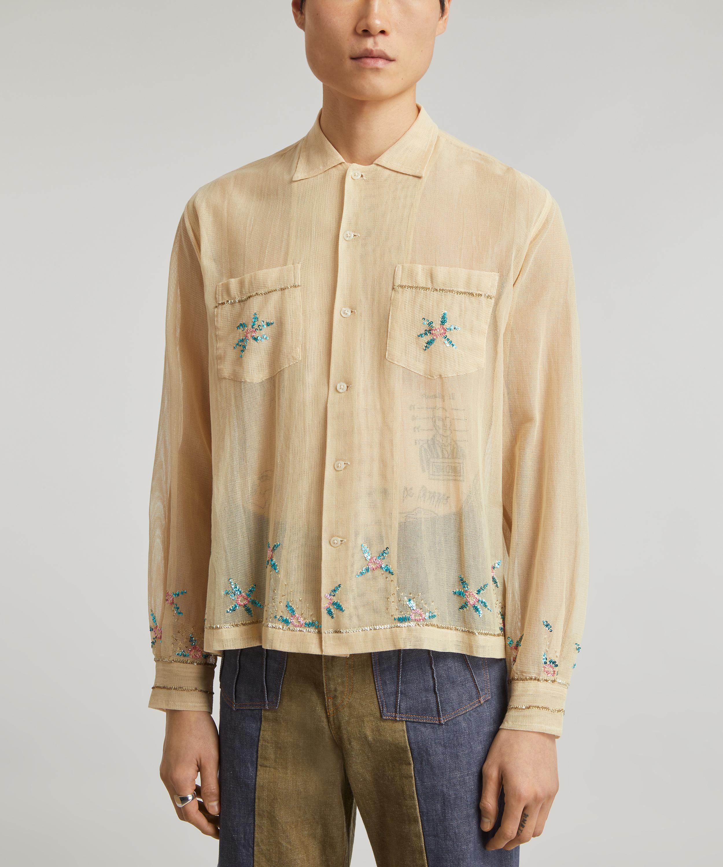 Bode Sequined Floral Net Shirt | Liberty