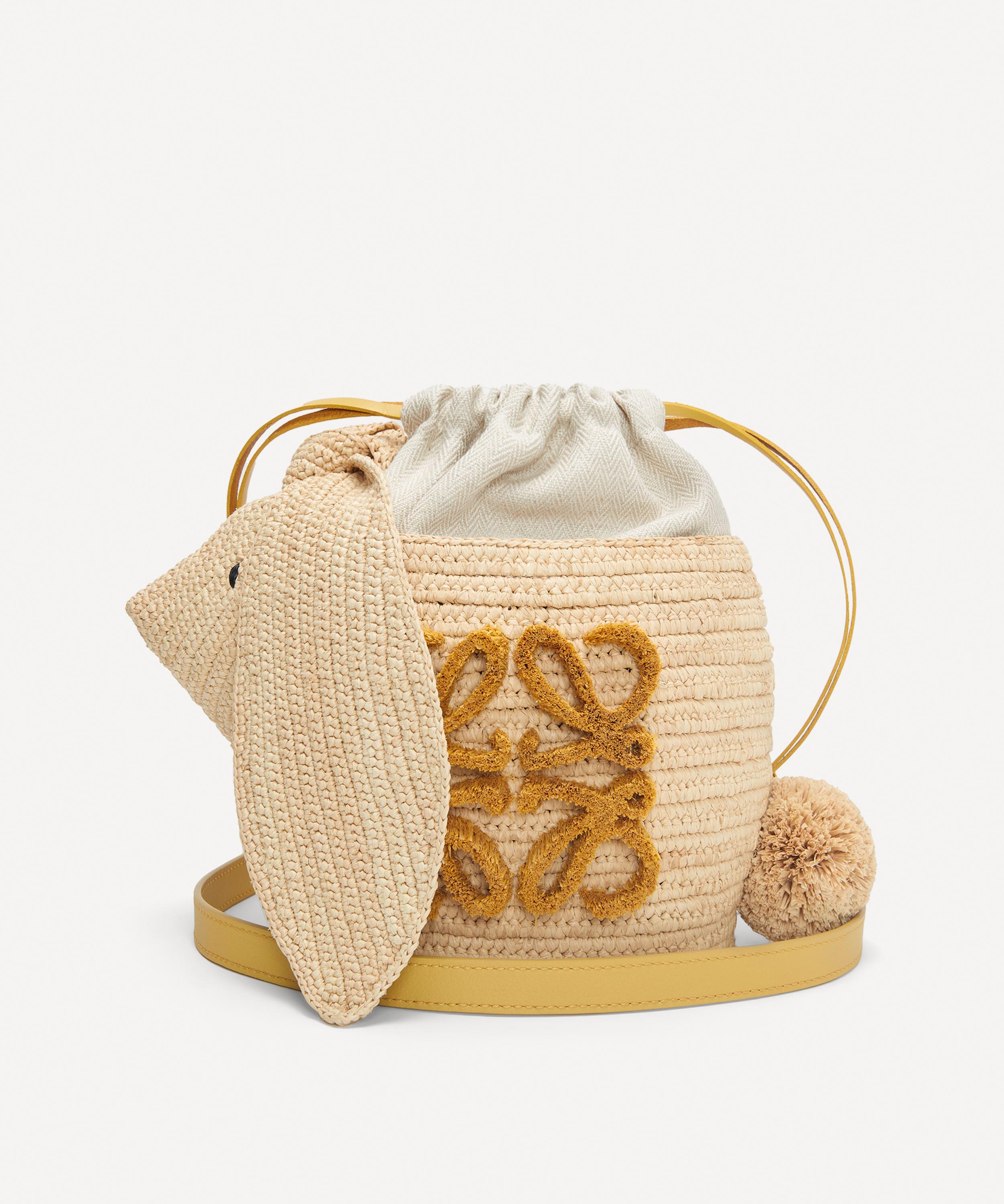 Loewe Bunny Mini Raffia Cross Body Bag In Orange