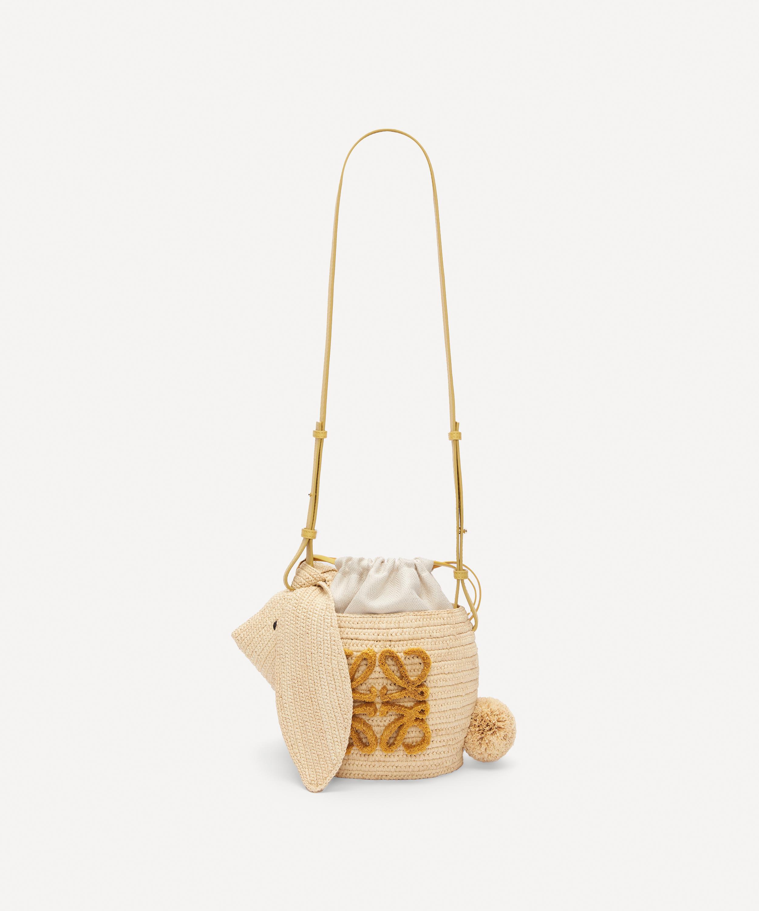 Loewe Beige/Brown Woven Raffia and Leather Cylinder Pocket Crossbody Bag  Loewe