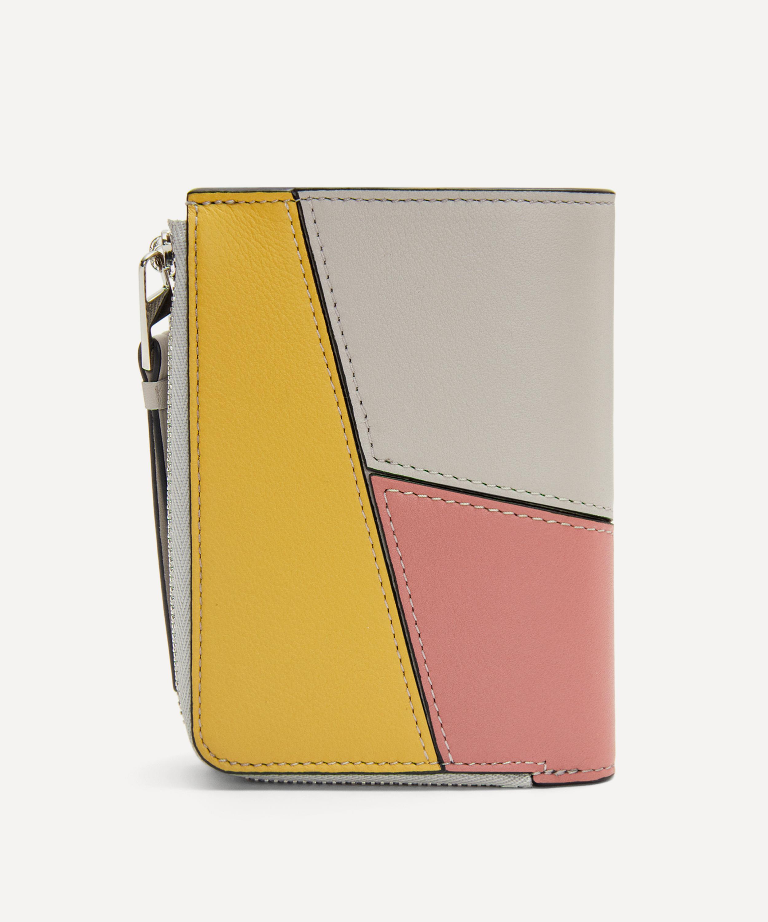 Loewe Puzzle Slim Zip Bifold Wallet In Classic Calfskin in White