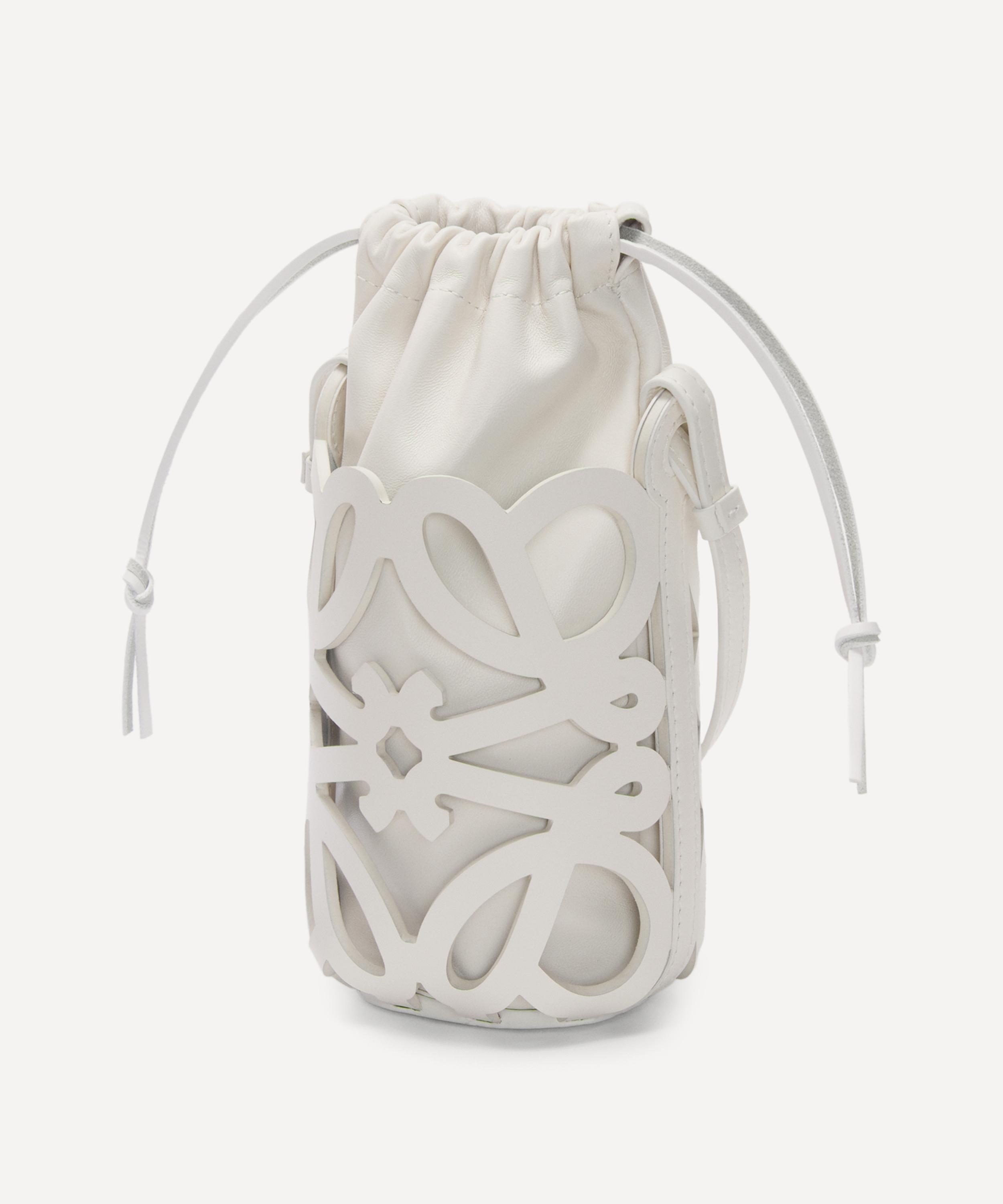 Loewe Anagram Cutout Monochrome Bucket Bag in White