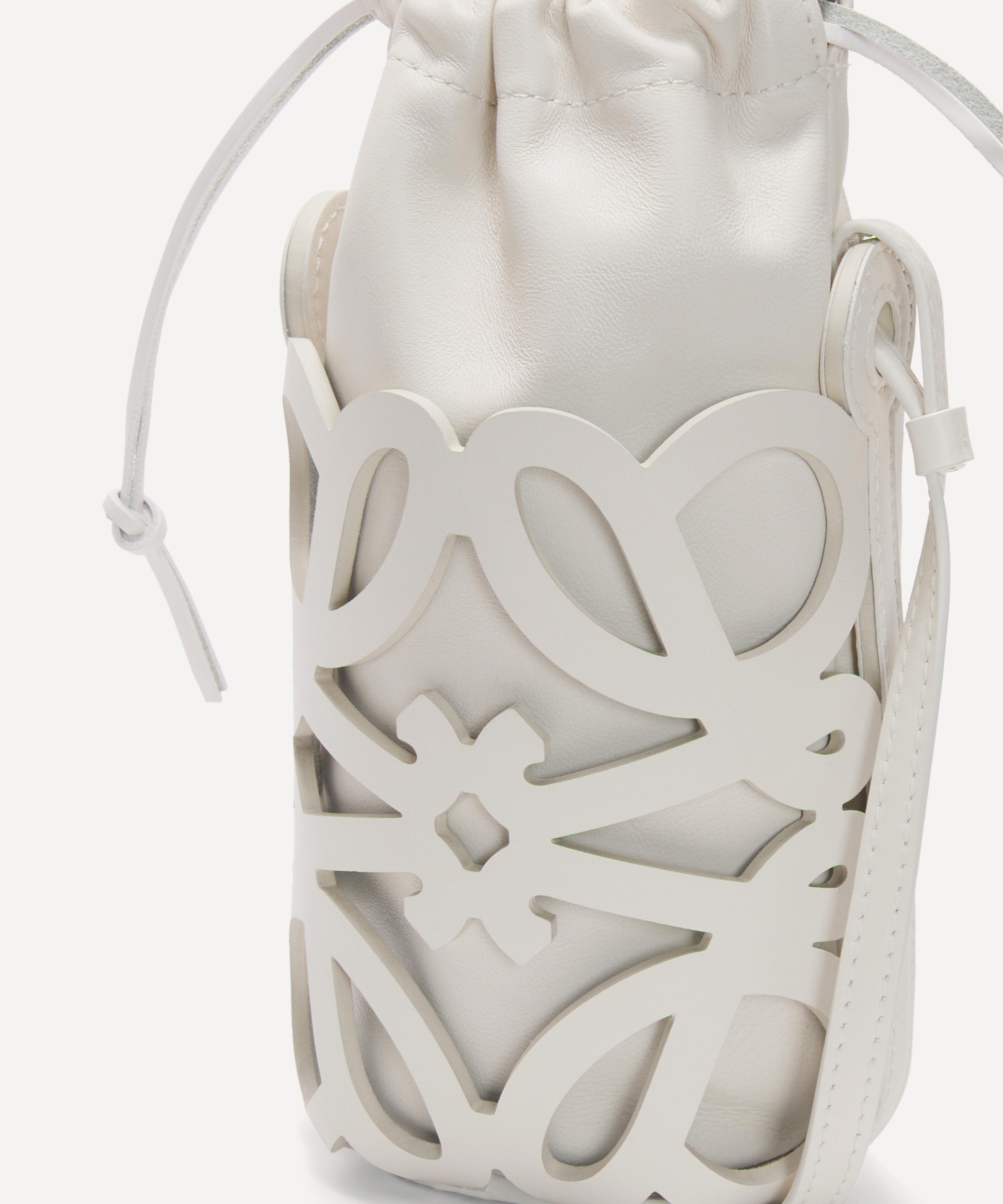 Loewe Anagram Cutout Monochrome Bucket Bag in White