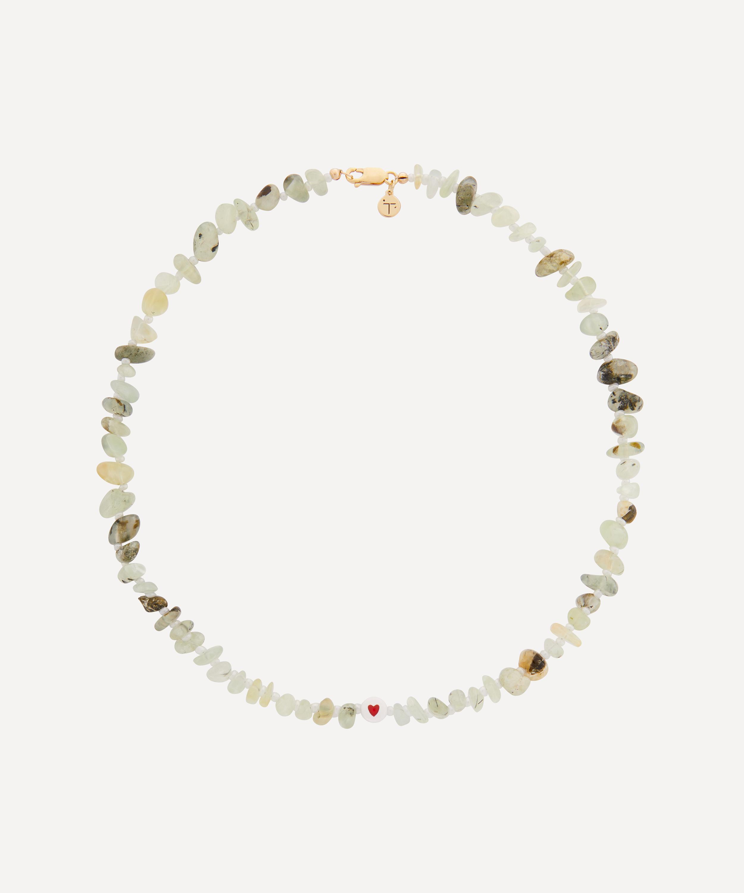 TBalance Crystals - Red Heart Prehnite Crystal Gemstone Necklace image number 0