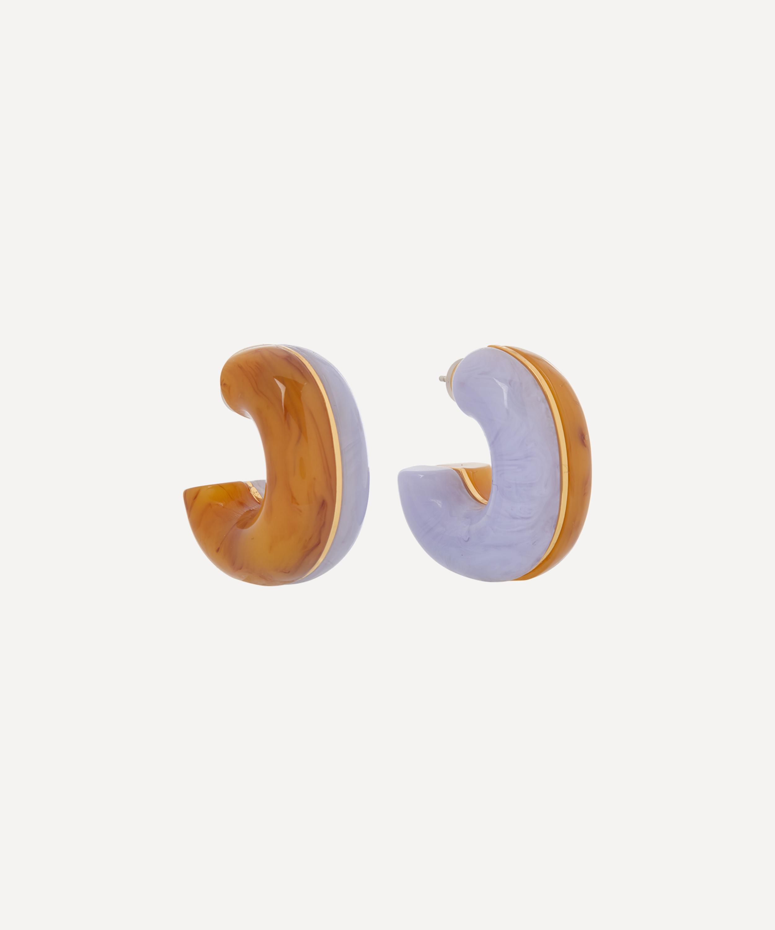 Lizzie Fortunato Gold-Plated Halo Lavender and Mocha Hoop Earrings ...