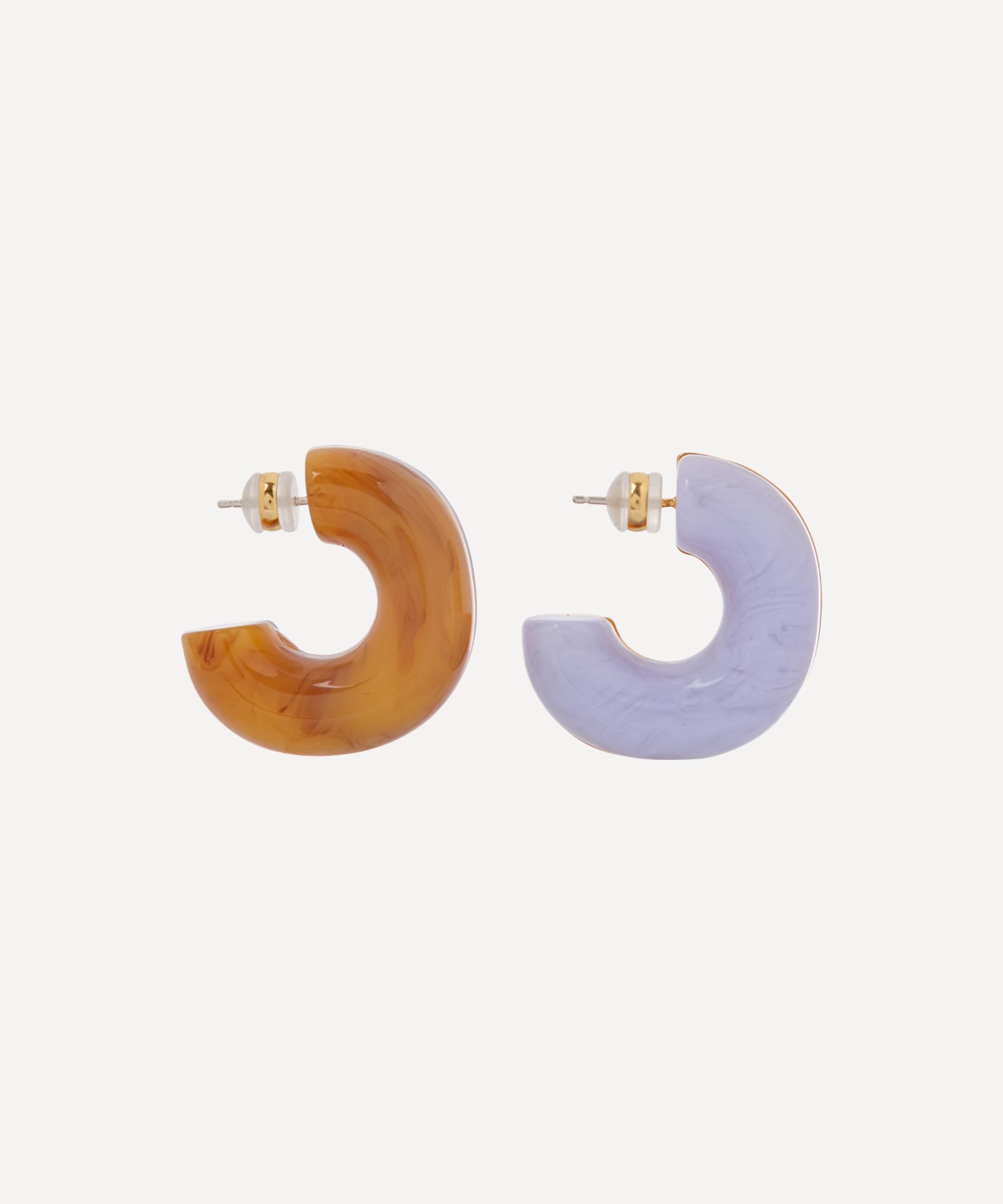 Lizzie Fortunato Gold-Plated Halo Lavender and Mocha Hoop Earrings ...