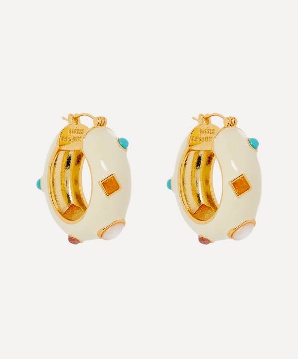 Lizzie Fortunato - Gold-Plated Enamelled La Bomba Hoop Earrings image number 0
