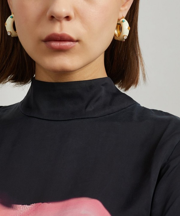 Lizzie Fortunato - Gold-Plated Enamelled La Bomba Hoop Earrings image number null