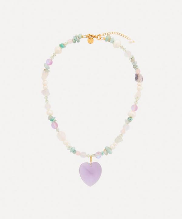 Mayol - Gold-Plated Gretchen Pearl and Gem Heart Pendant Necklace