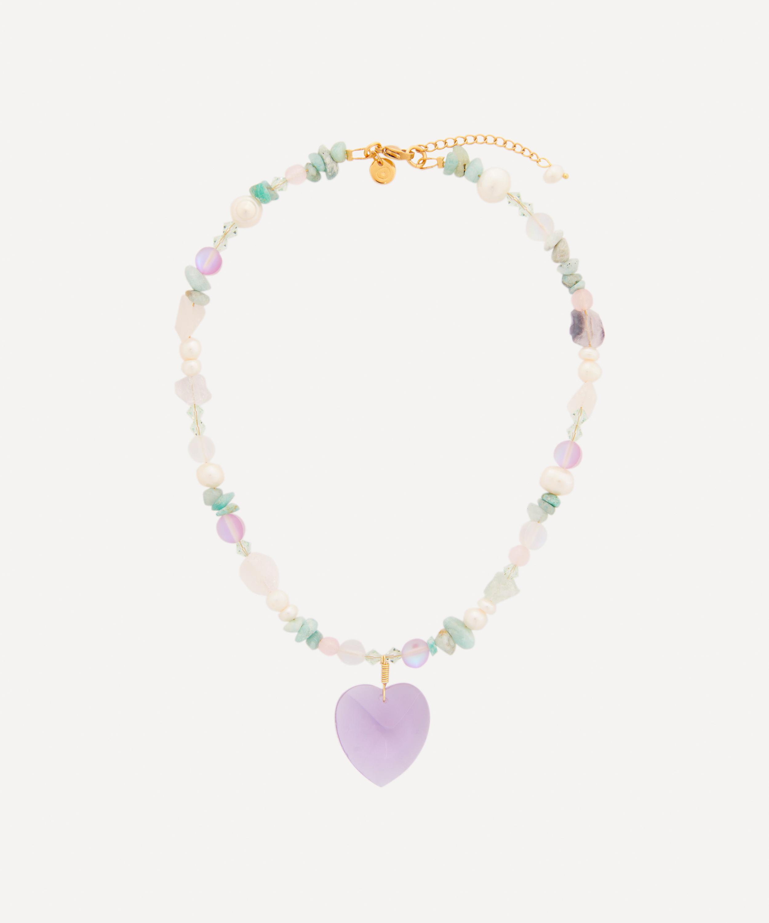Mayol - Gold-Plated Gretchen Pearl and Gem Heart Pendant Necklace image number 0