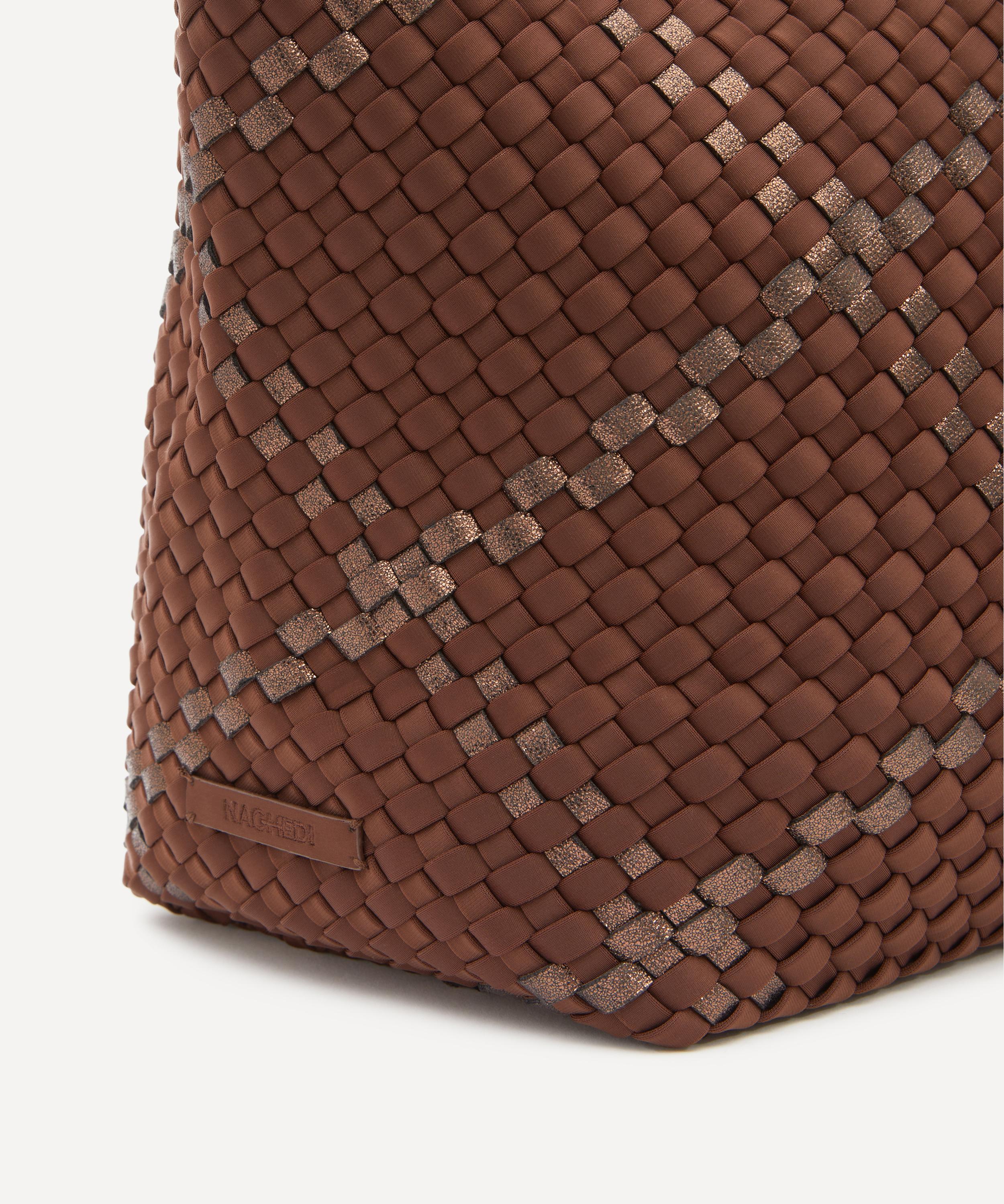 Naghedi - St. Barths Medium Plaid Woven Tote Bag Umber image number 4