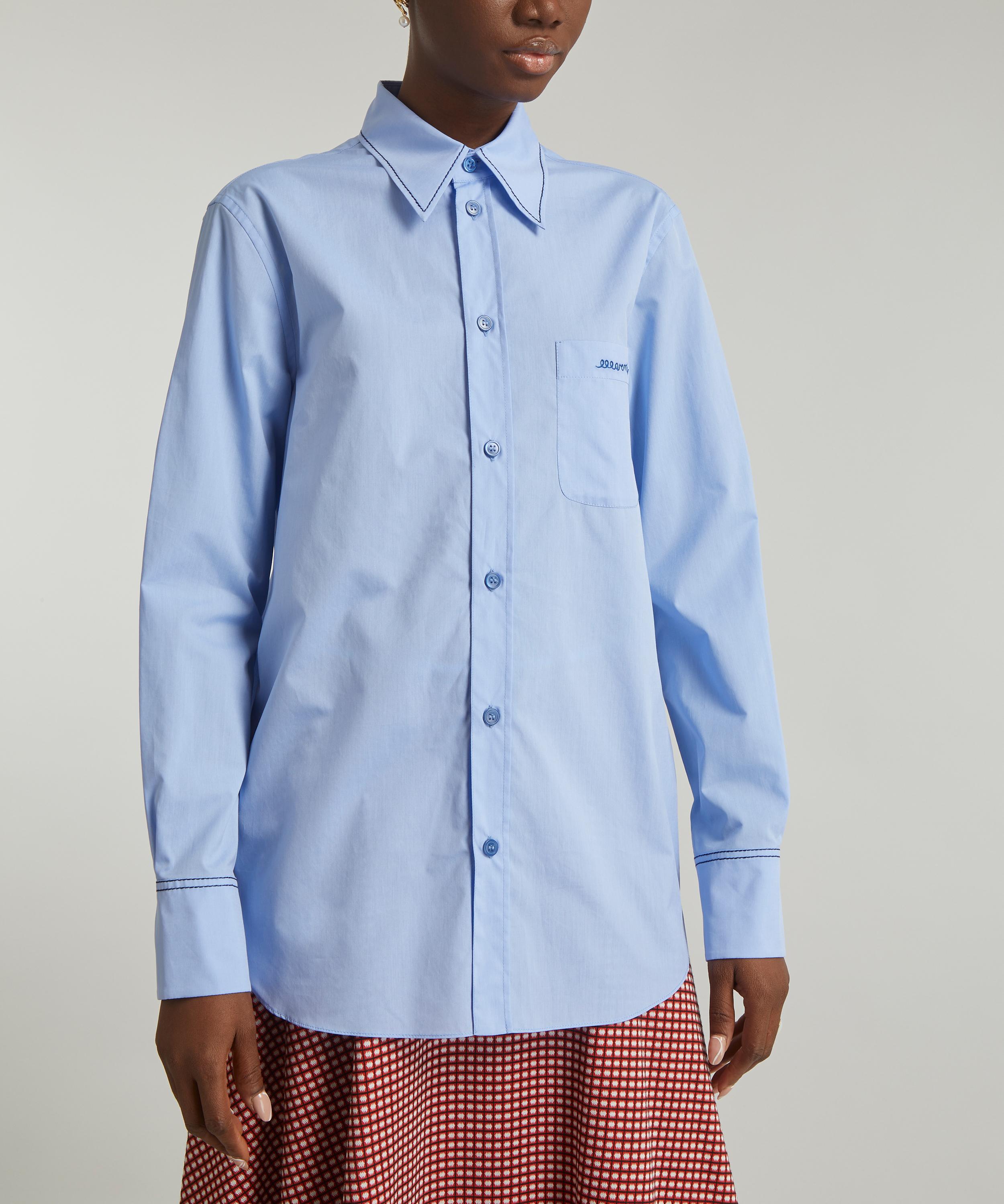 Marni logo-print cotton shirt - Blue