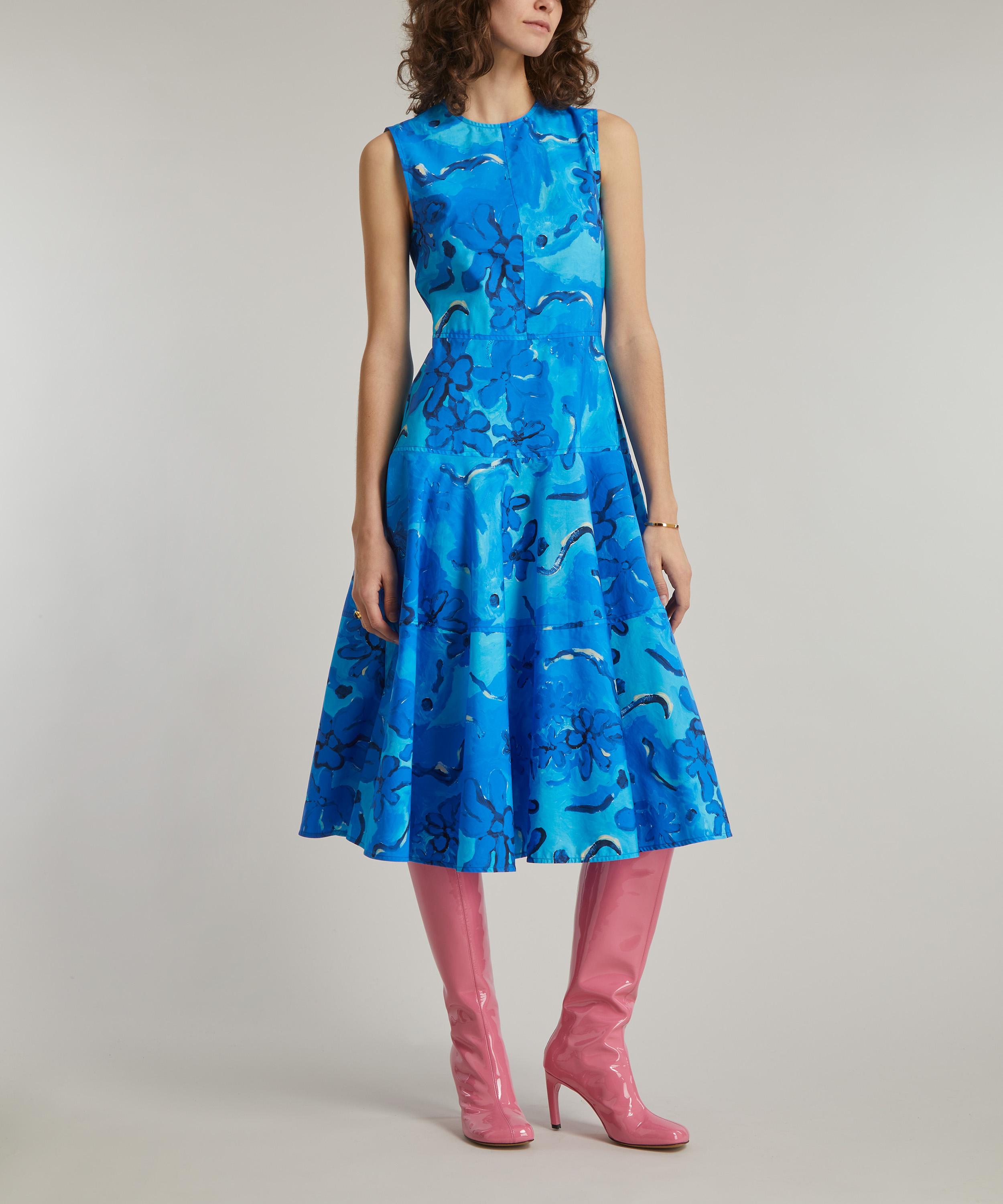 Marni abstract-print satin dress - Blue