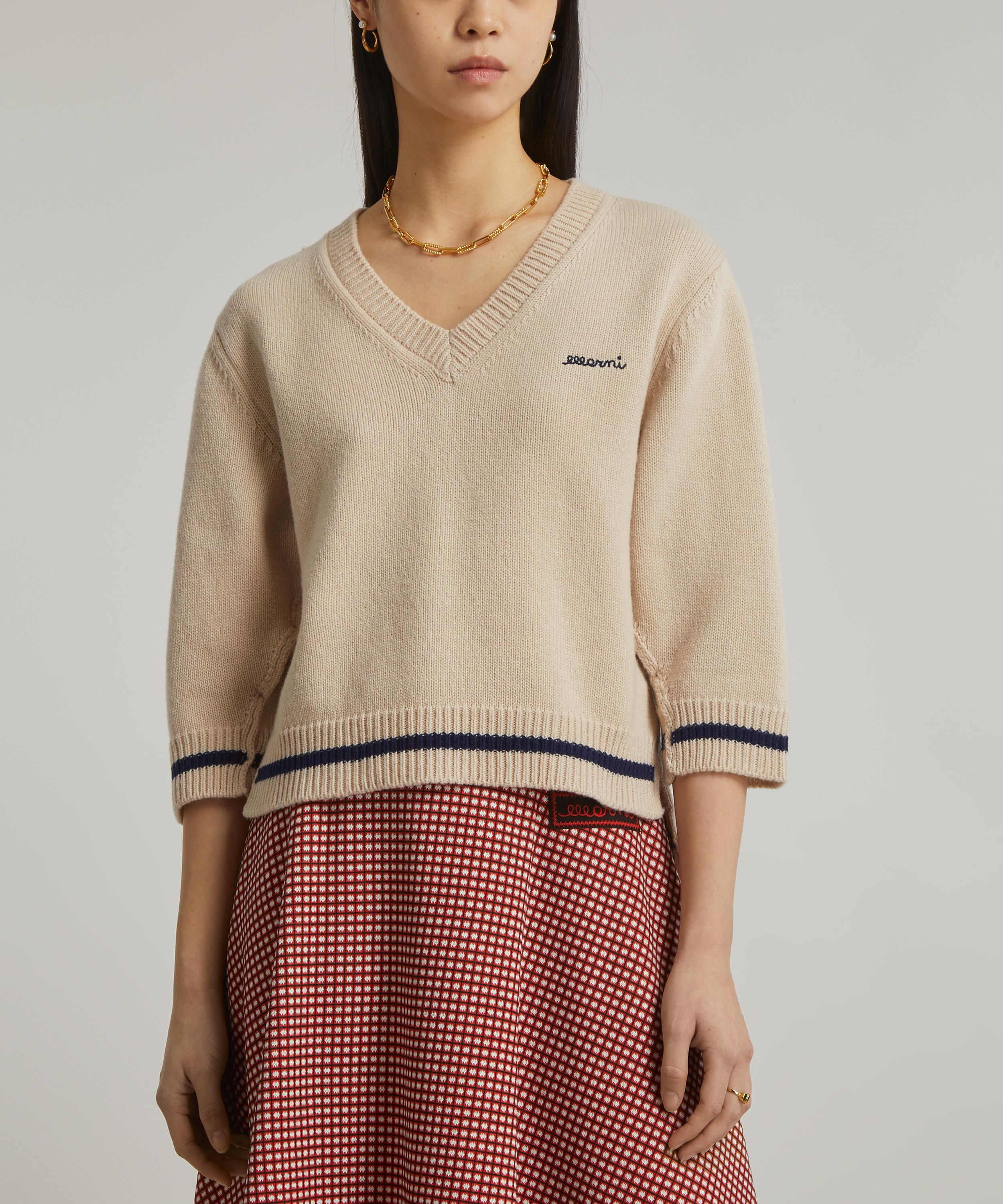 Marni - Logo Embroidered V-Neck Jumper image number 2