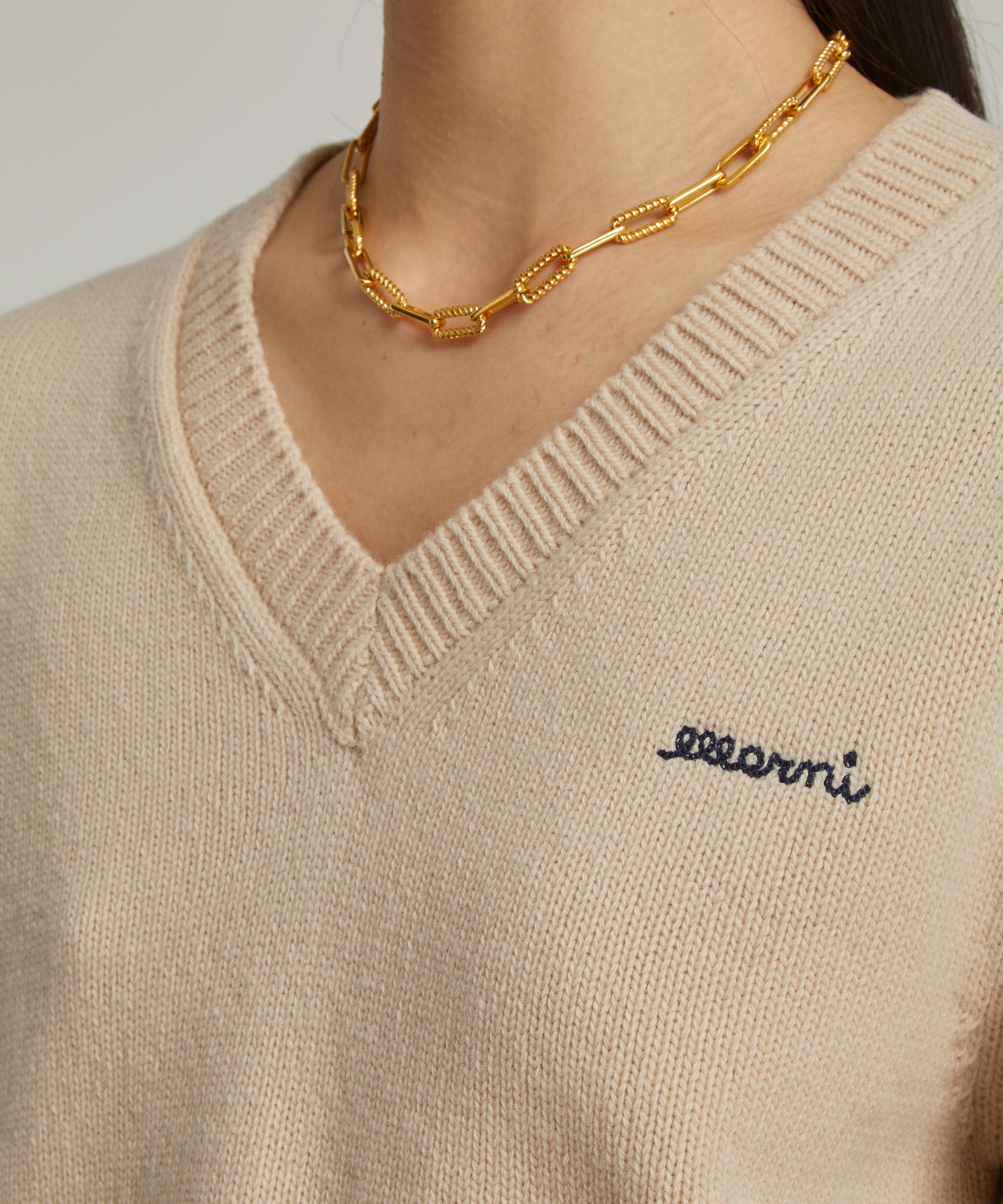 Marni - Logo Embroidered V-Neck Jumper image number 4