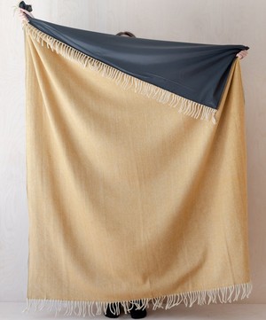 The Tartan Blanket Co. - Mustard Herringbone Recycled Wool Picnic Blanket image number 1