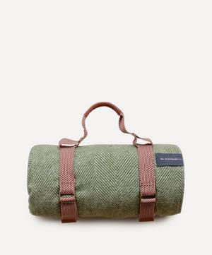 Olive Herringbone Recycled Wool Picnic Blanket