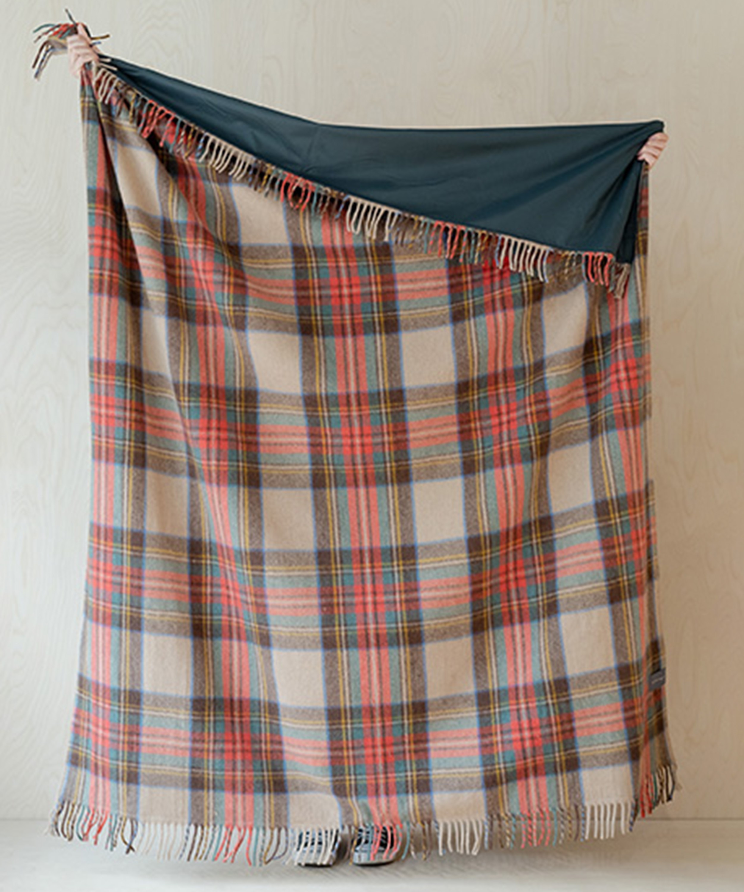 The Tartan Blanket Co. - Stewart Dress Antique Tartan Recycled Wool Picnic Blanket image number 1