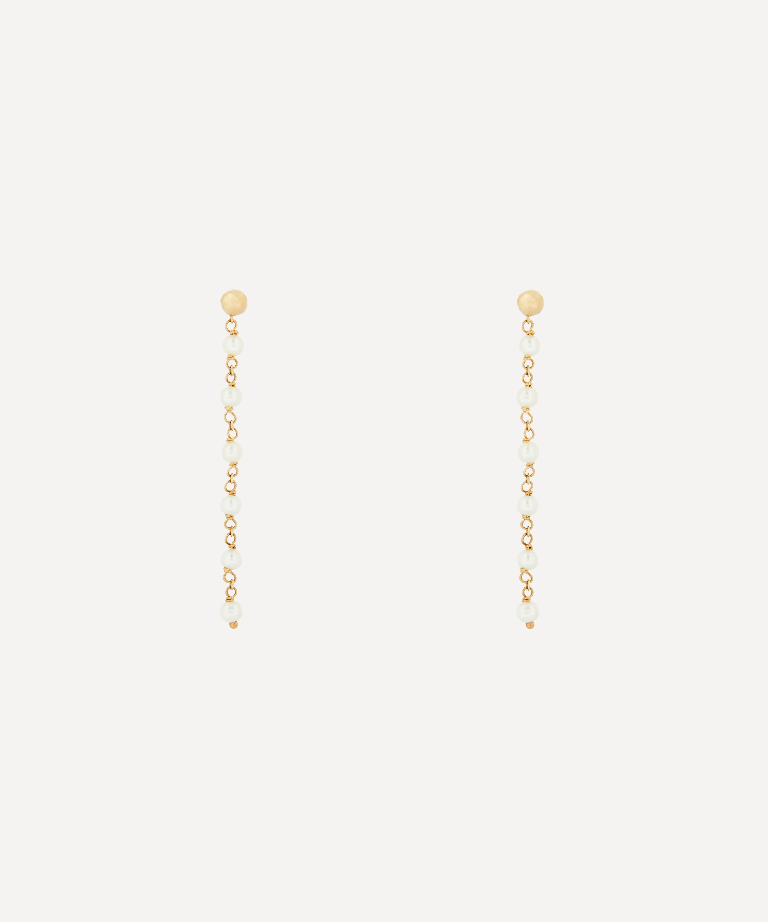Liberty - 9ct Gold Pepper Seven Pearl Drop Earrings image number 0