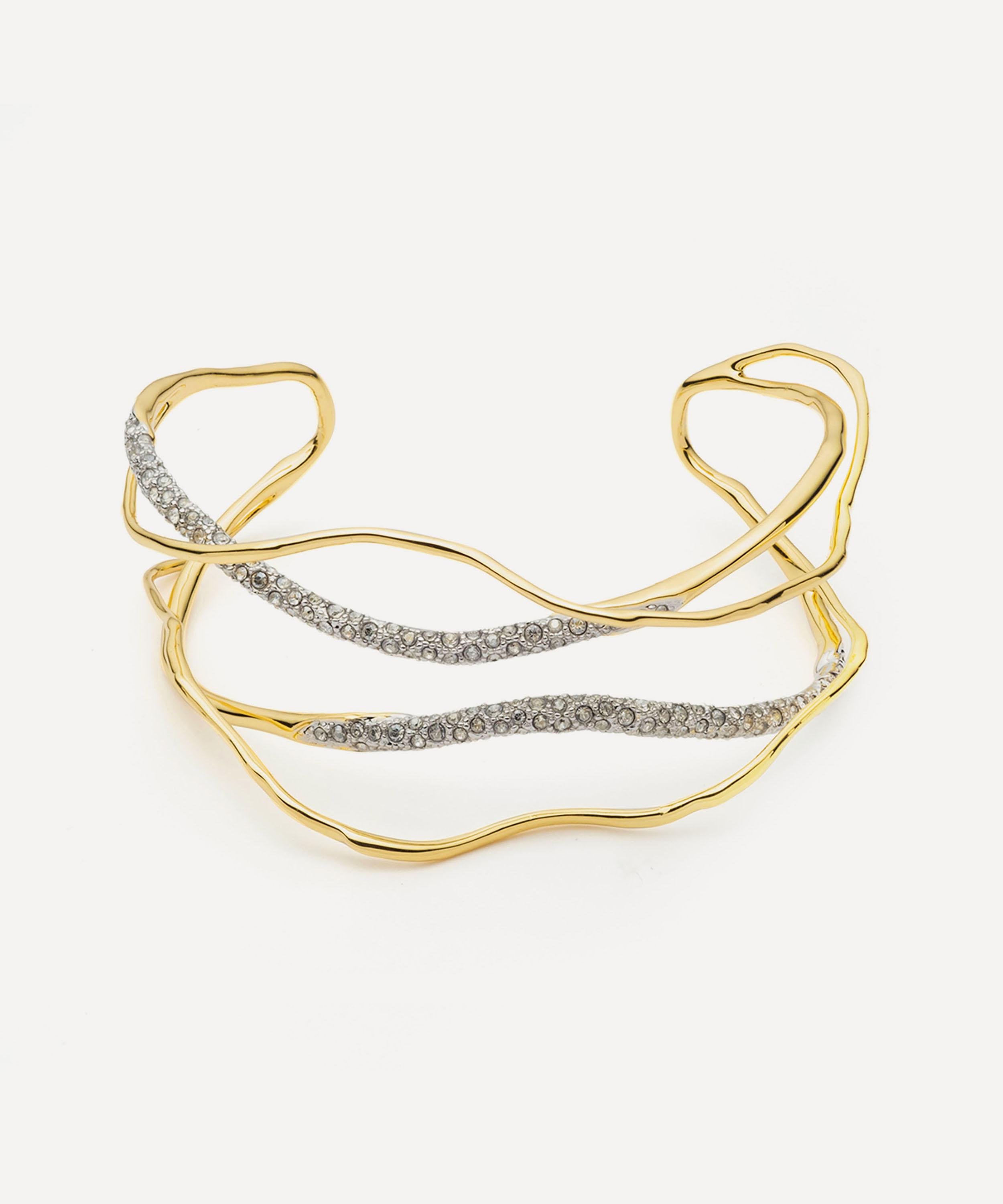 Dries Van Noten Gold Crystal Cuff Bracelet Set