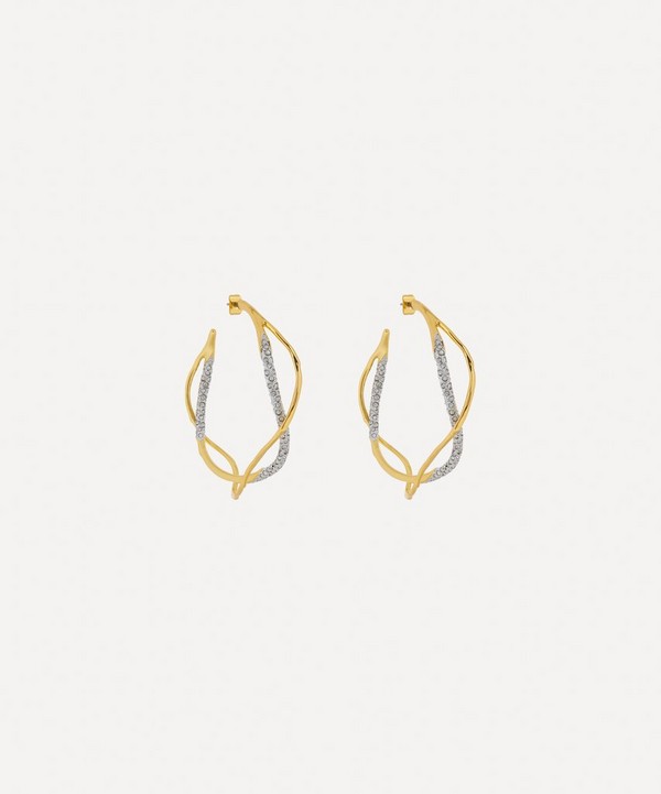 Alexis Bittar - 14ct Gold-Plated Intertwined Two Tone Pavé Hoop Earrings image number null