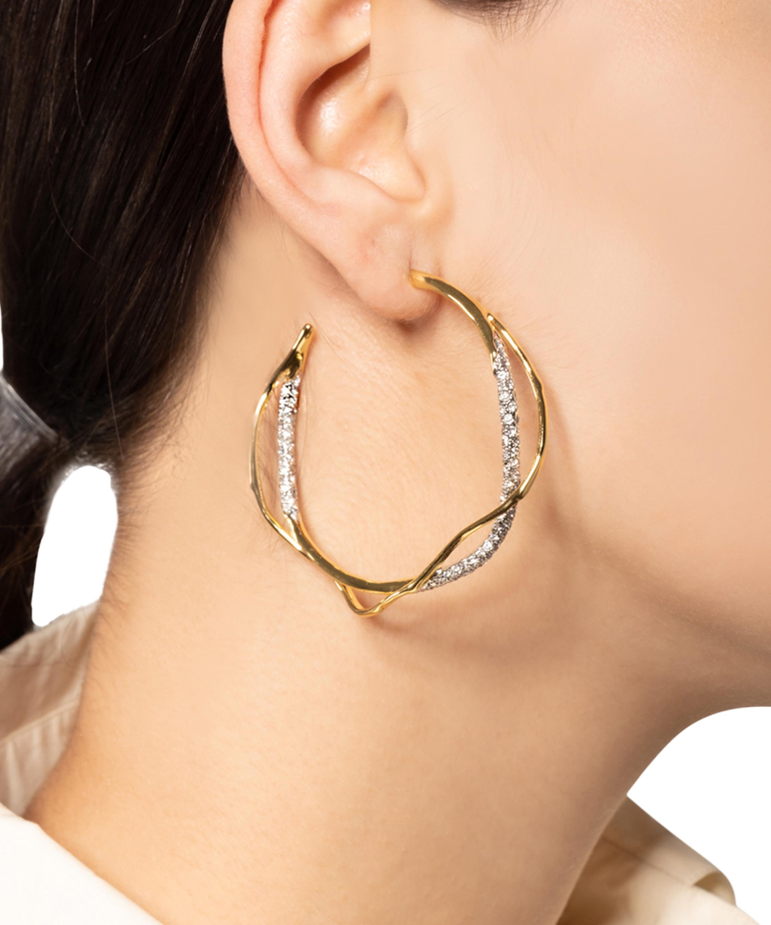 Alexis Bittar - 14ct Gold-Plated Intertwined Two Tone Pavé Hoop Earrings image number 1