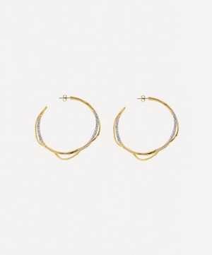 Alexis Bittar - 14ct Gold-Plated Intertwined Two Tone Pavé Hoop Earrings image number 1