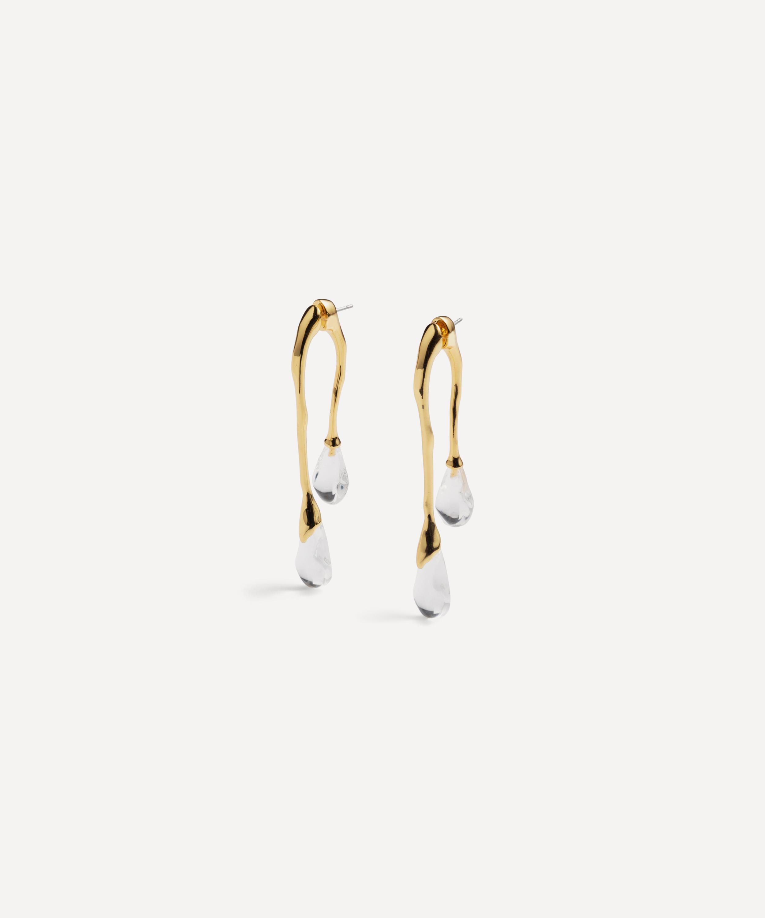 Alexis Bittar Lucite Front Back Double Drop Earrings - Gold/Clear