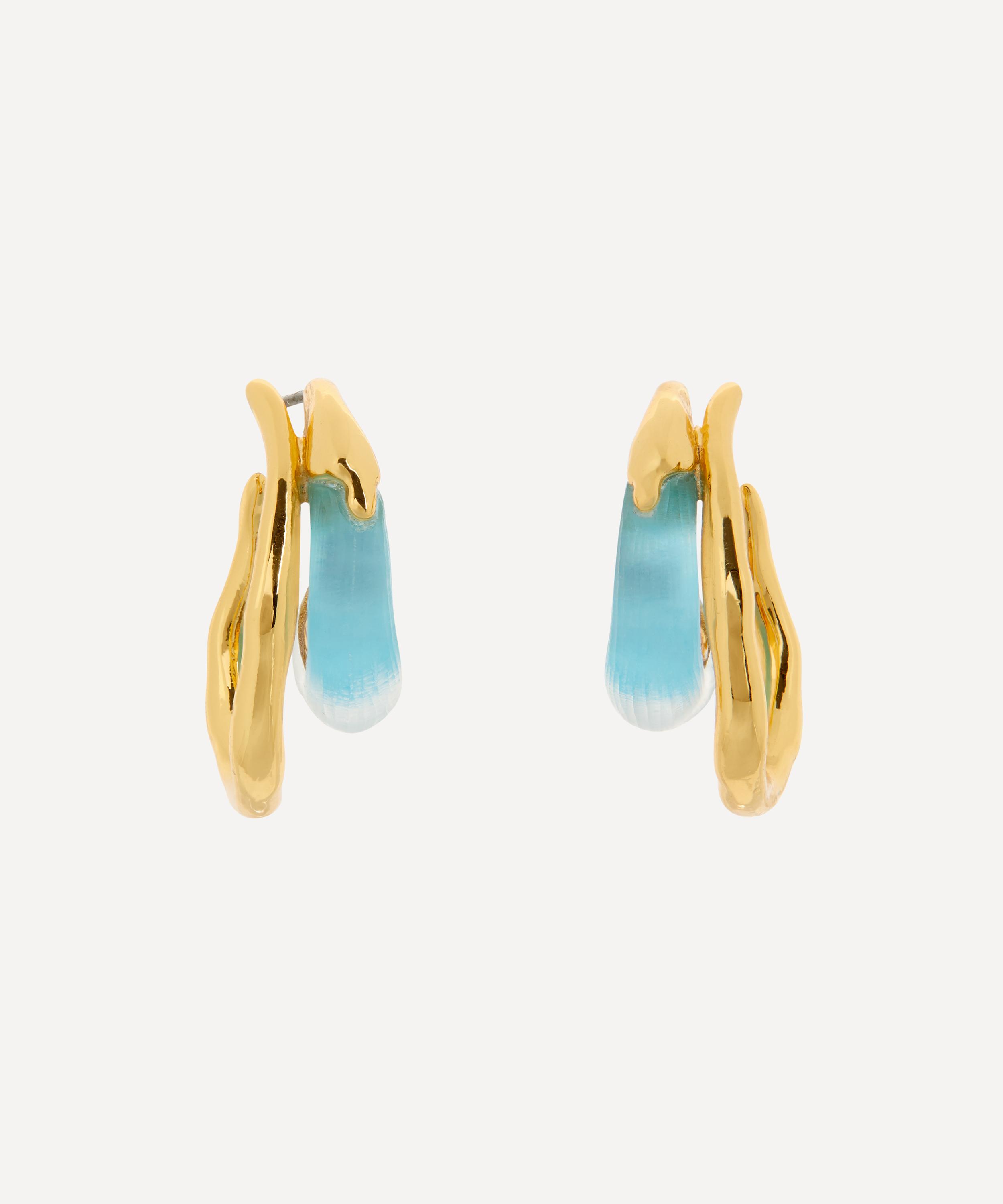 Alexis Bittar - 14ct Gold-Plated Lucite Molten Double Hoop Earrings