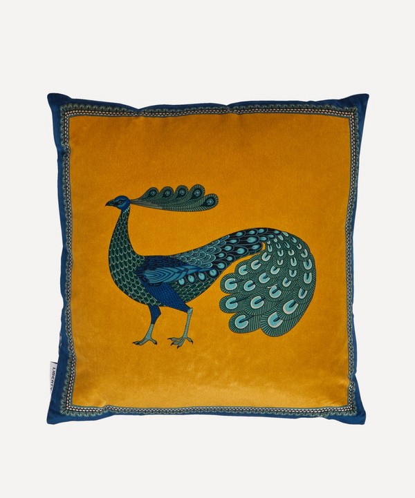 Liberty - Peacock Square Velvet Cushion image number null