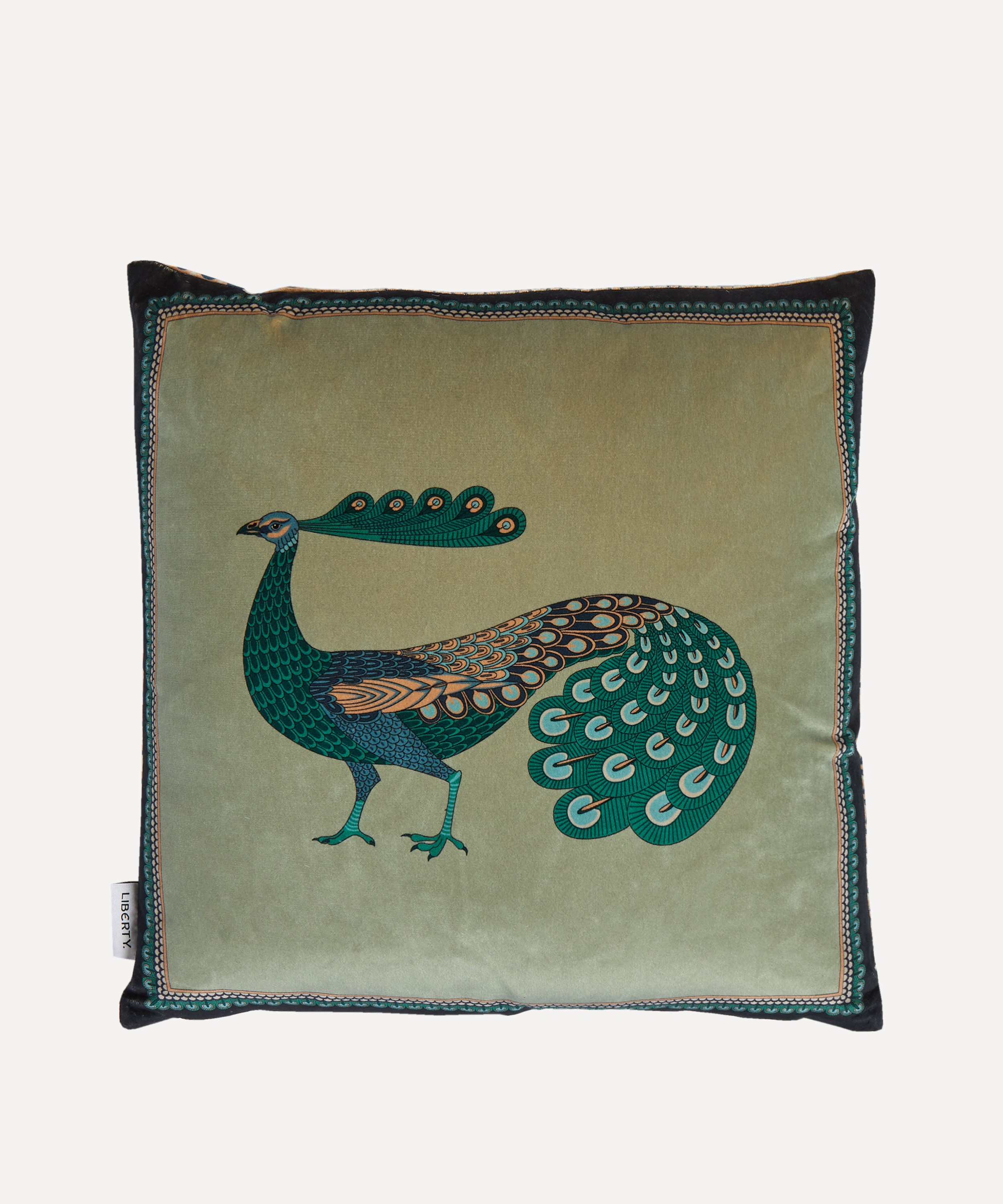 Liberty - Peacock Square Velvet Cushion image number 0