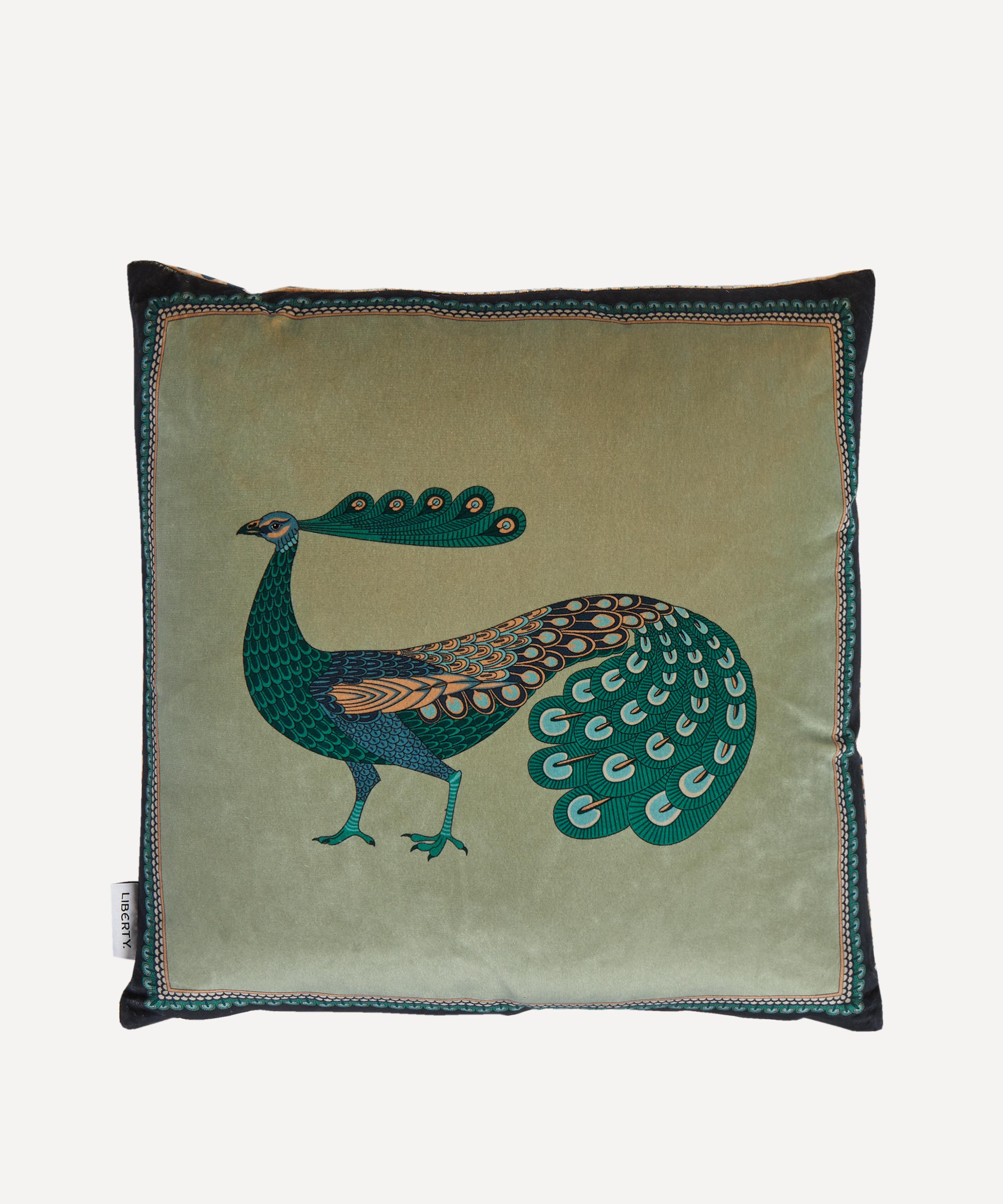 Liberty - Peacock Square Velvet Cushion