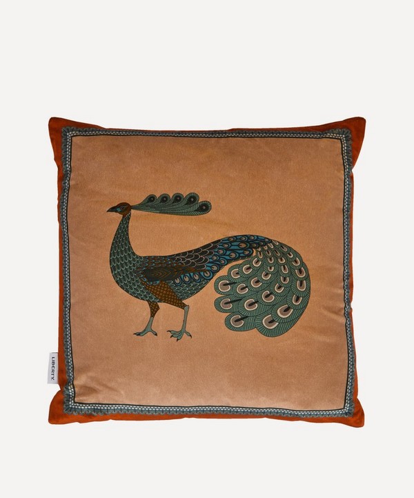 Liberty - Peacock Square Velvet Cushion image number 0