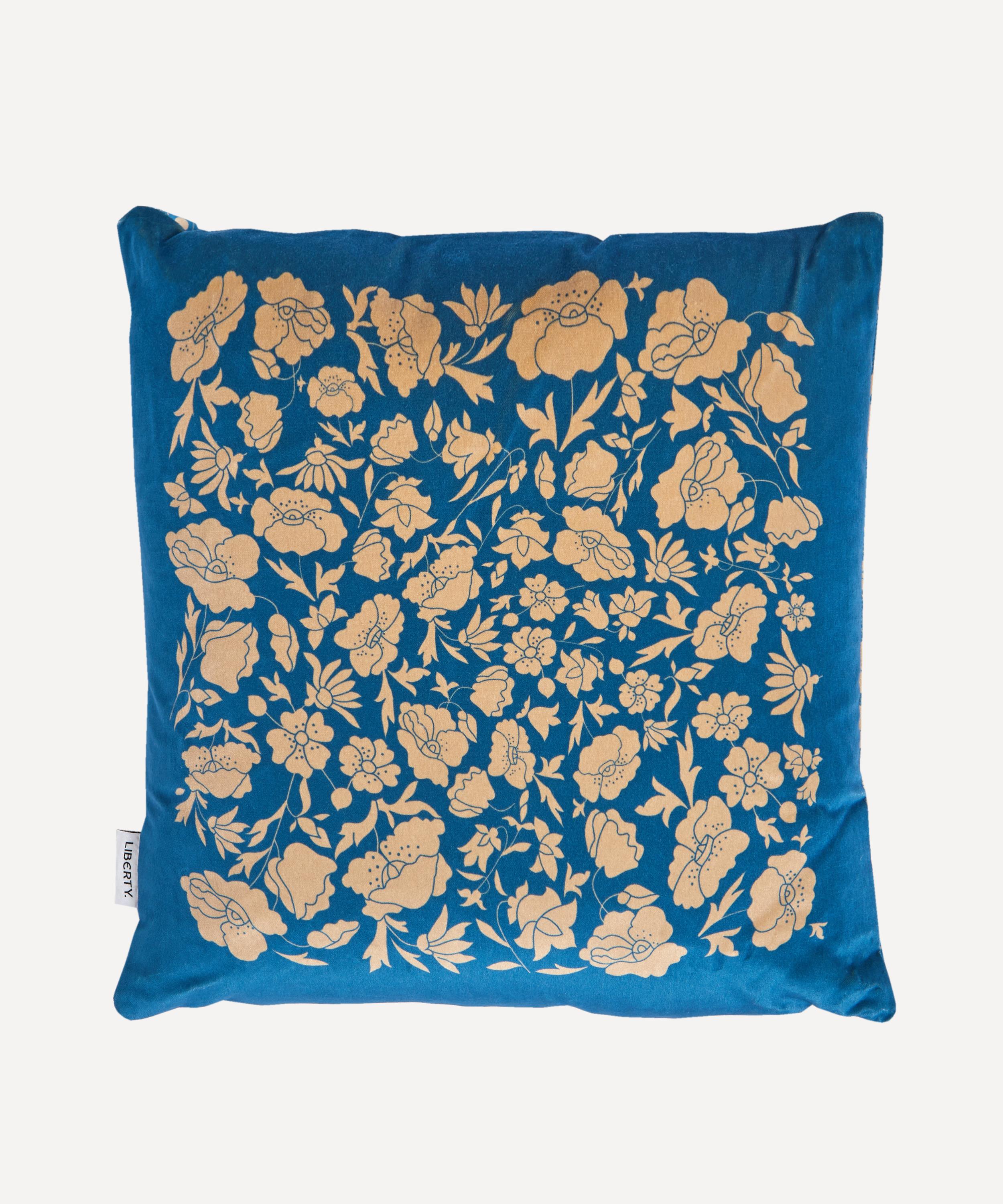 Liberty - Poppy Dawn Square Velvet Cushion