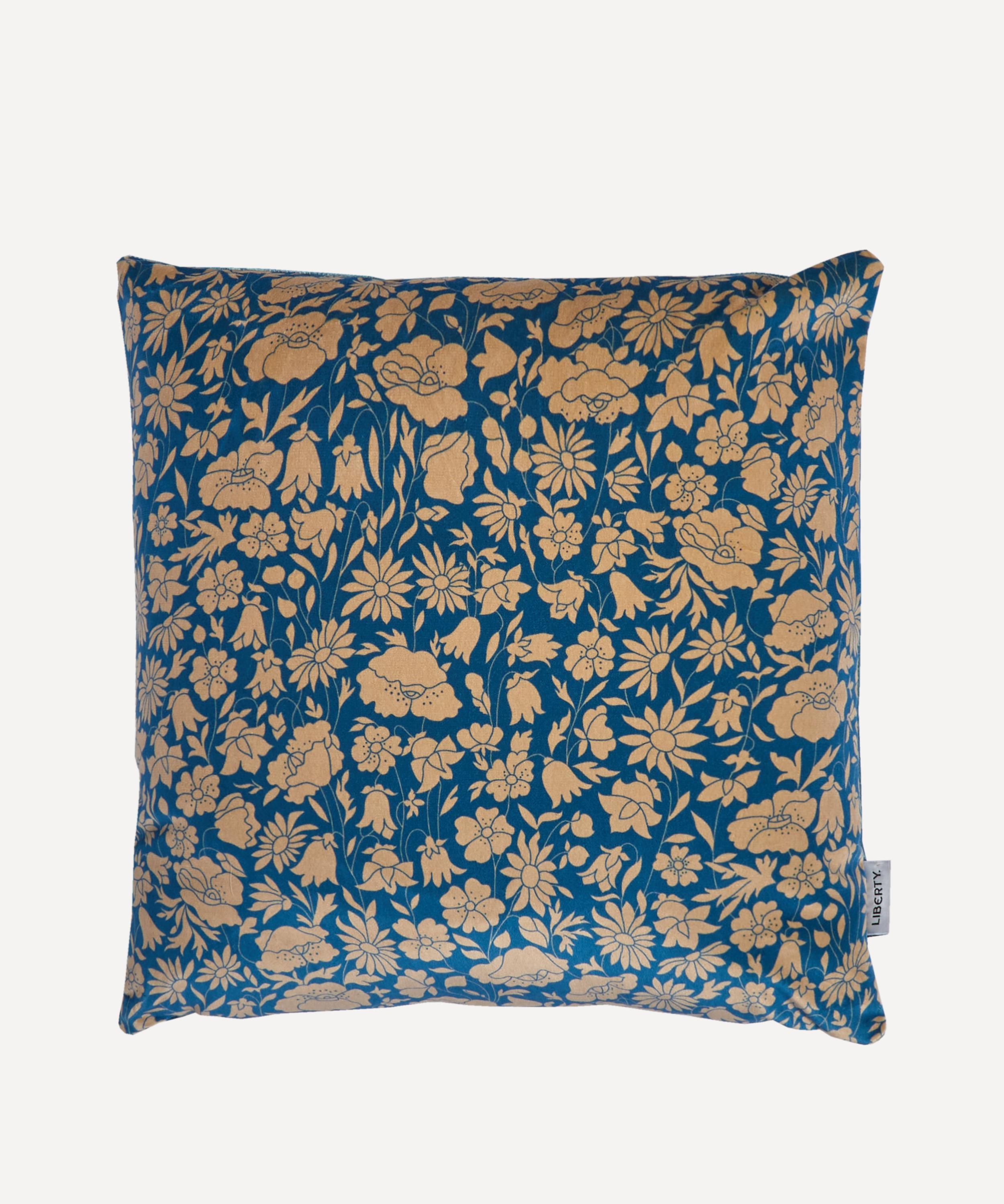 Liberty - Poppy Dawn Square Velvet Cushion image number 1