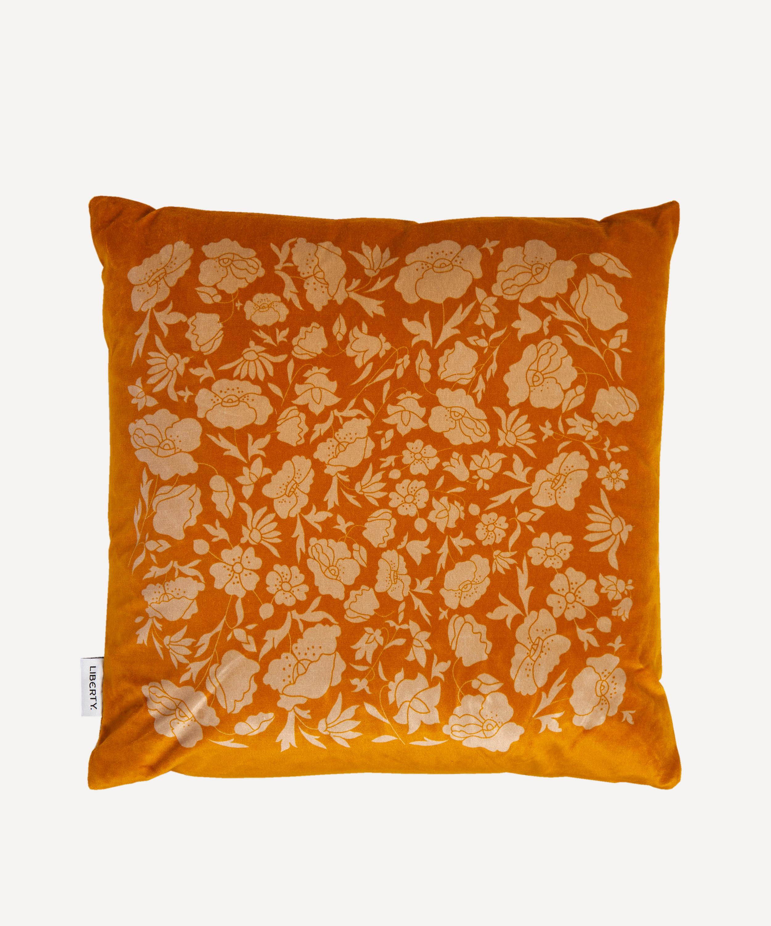 Liberty - Poppy Dawn Square Velvet Cushion image number 0