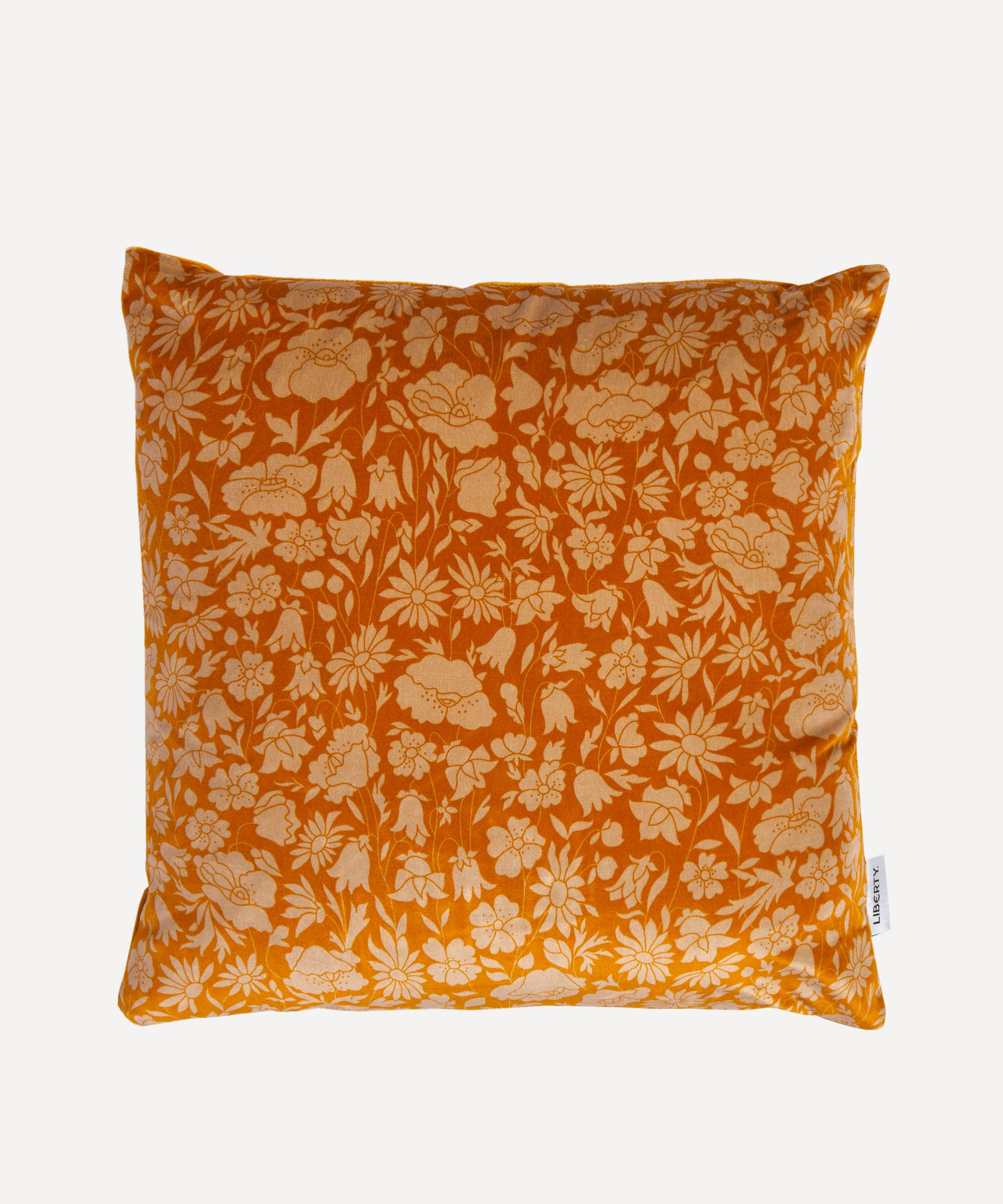 Liberty - Poppy Dawn Square Velvet Cushion image number 1