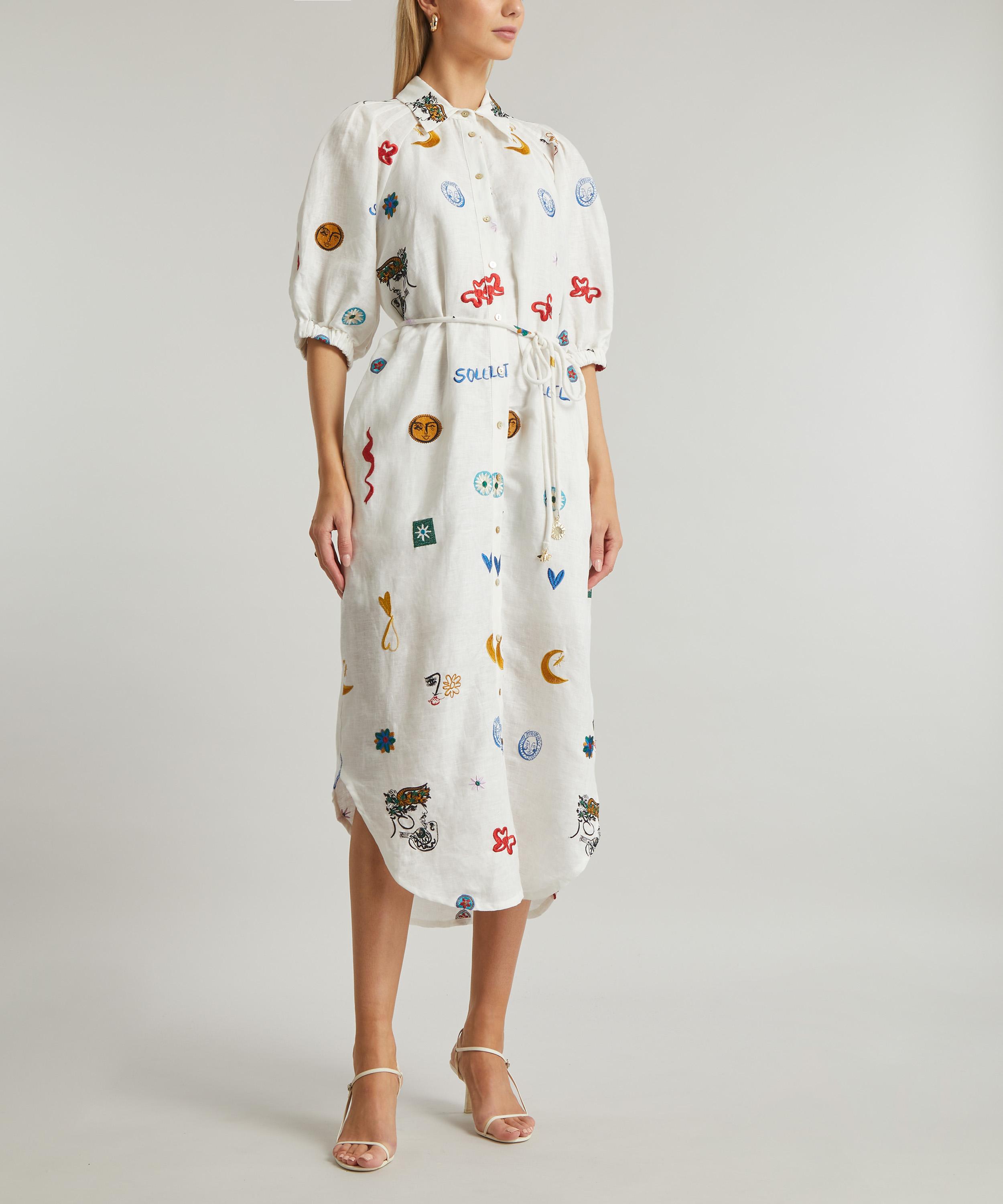 ALÉMAIS - Soleil Embroidered Linen Shirtdress image number 2