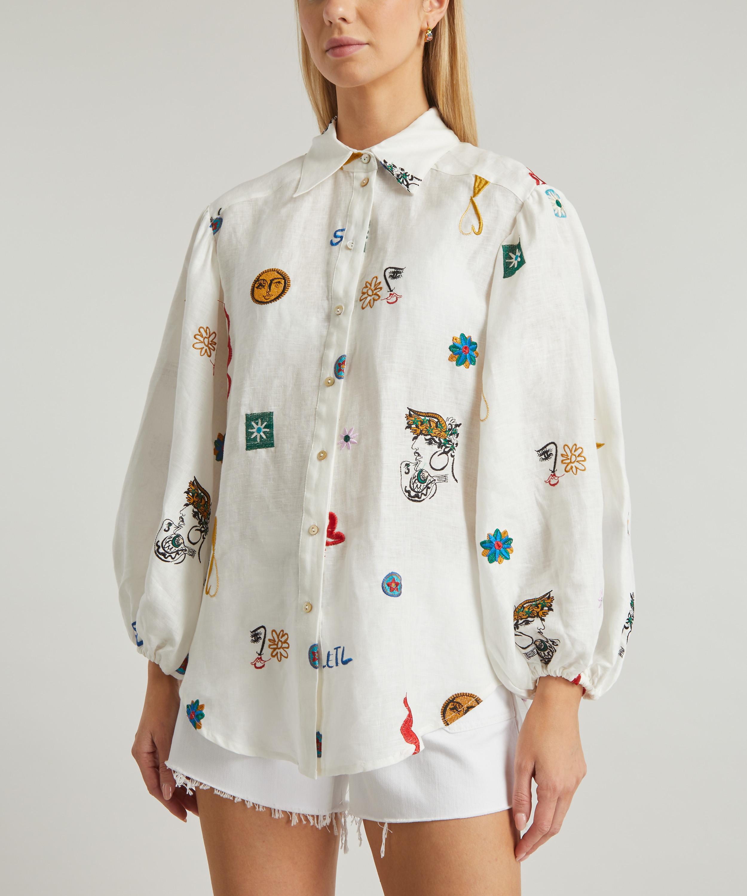 ALEMAIS Sunset embroidered cotton shirt - Neutrals